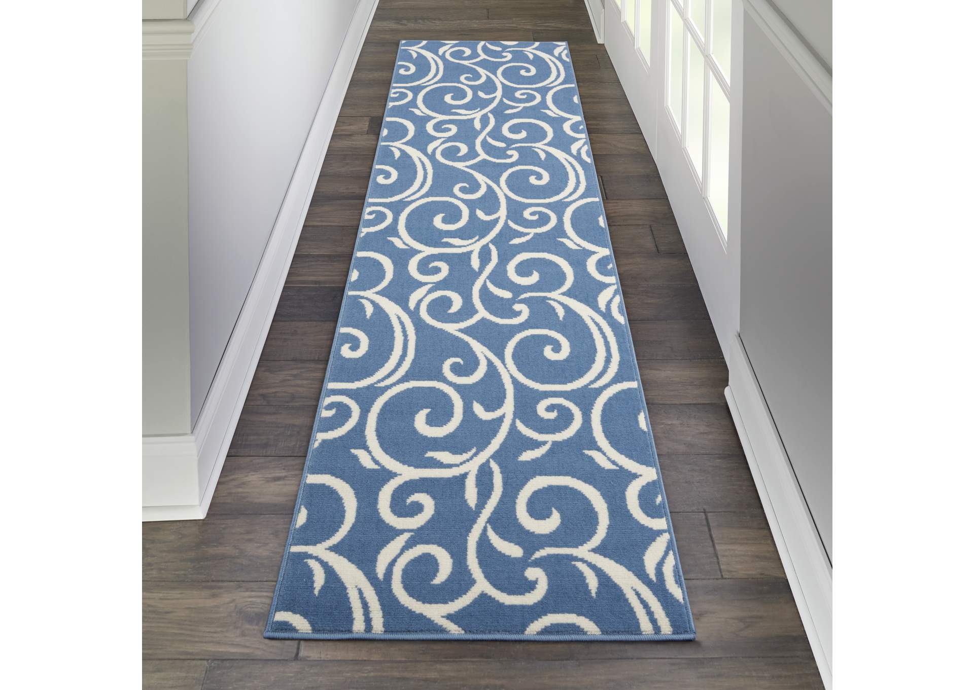 Nourison Grafix GRF19 Blue 8' Runner Hallway Rug,Nourison
