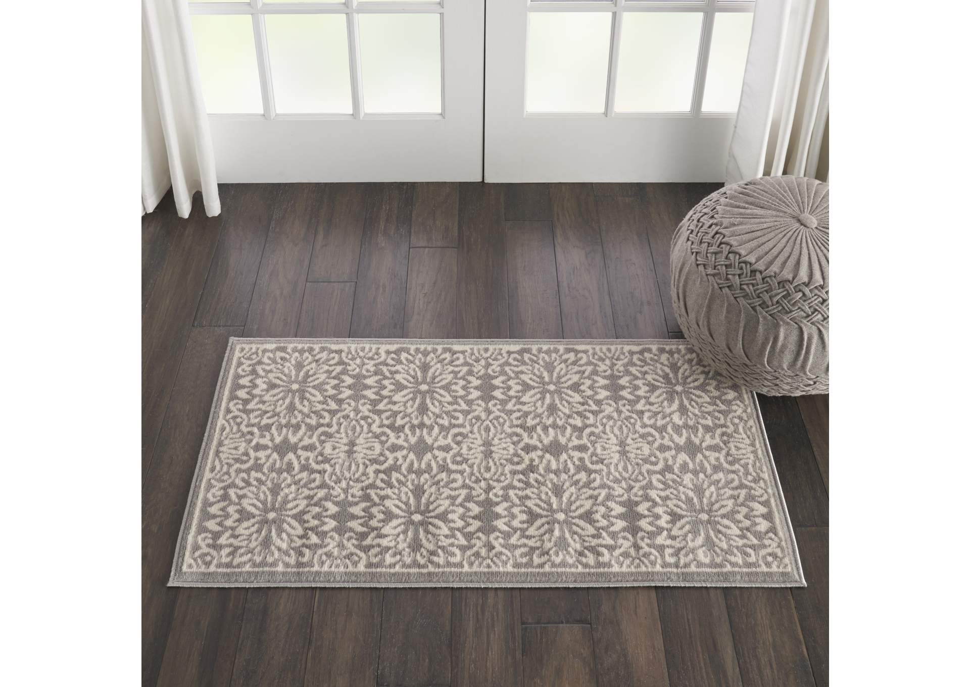 Nourison Jubilant 2' x 4' Small Grey Floral Area Rug,Nourison