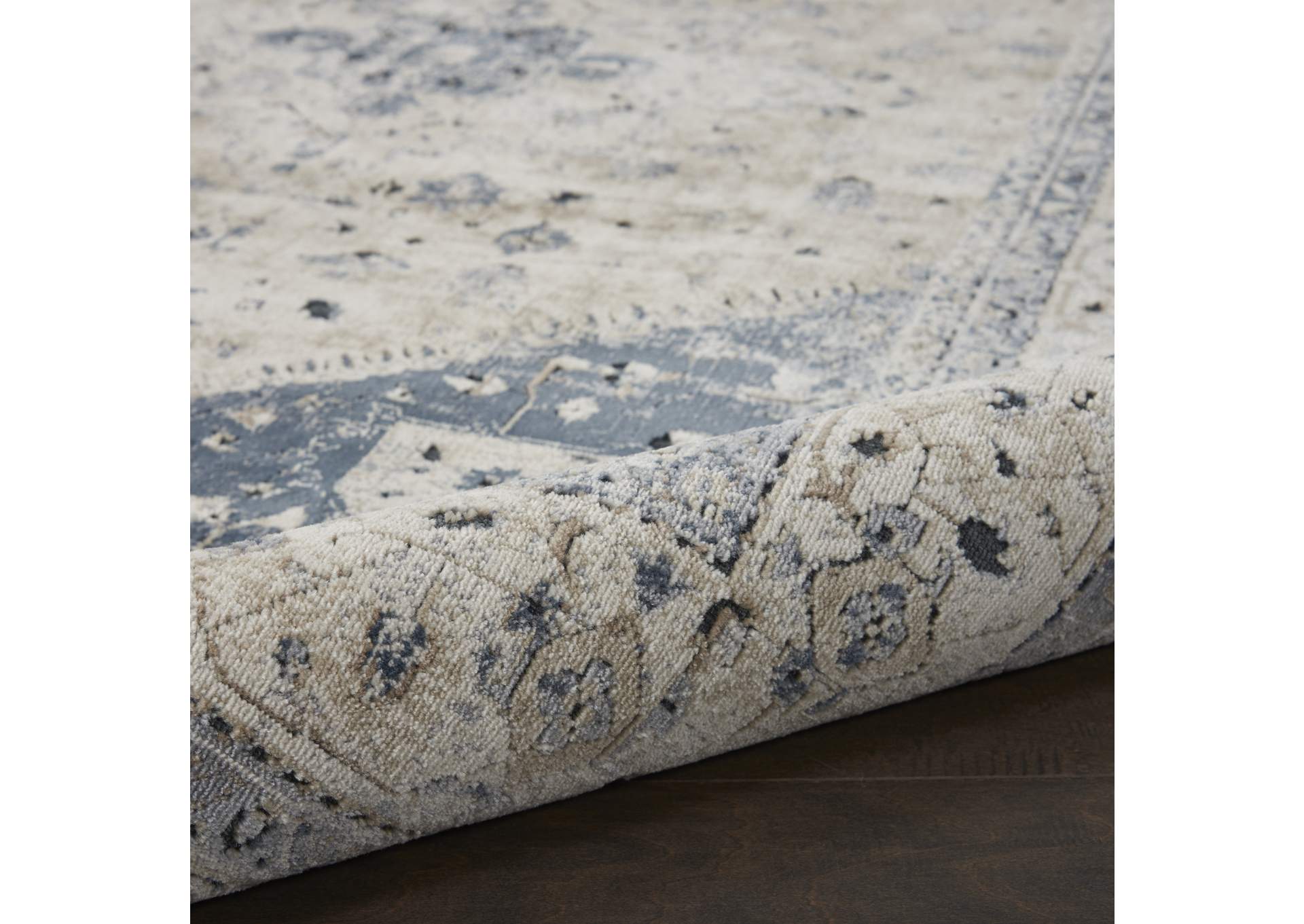kathy ireland Home Malta MAI02 Beige and Blue 5'x8' Area Rug,Nourison