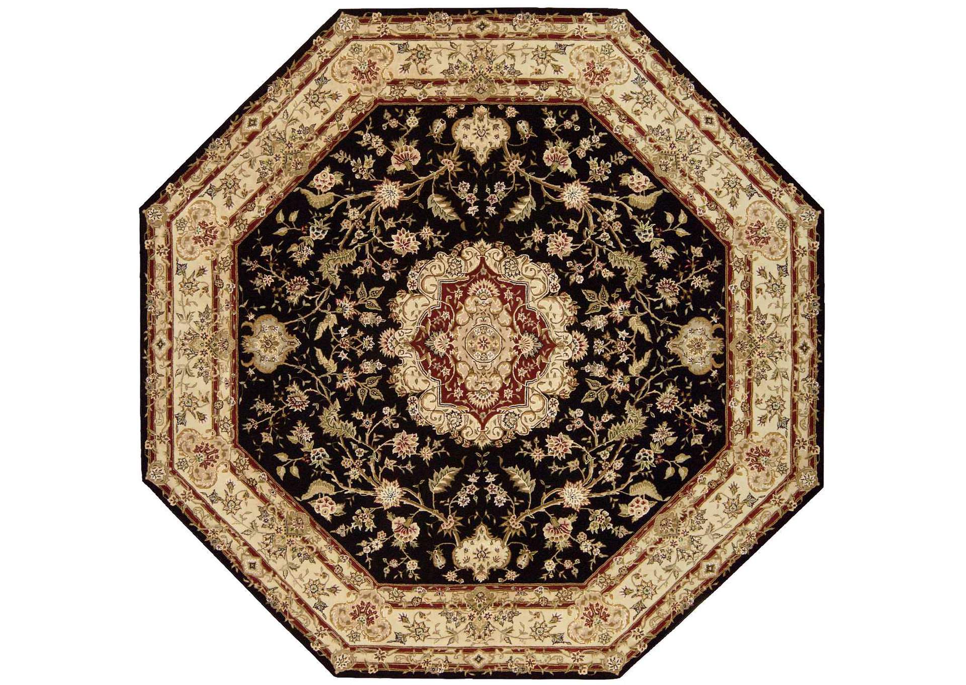Nourison 2000 2028 Black 10' Octagon Area Rug,Nourison