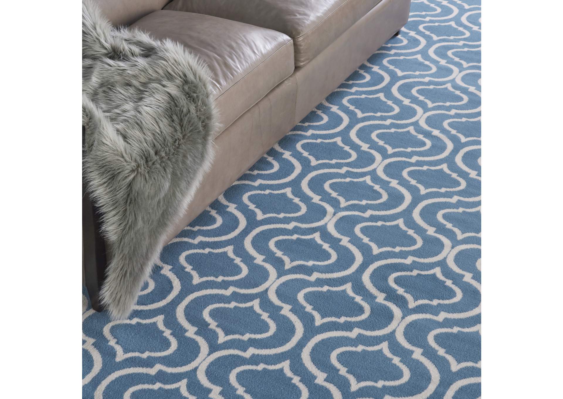 Nourison Jubilant JUB19 Blue 8'x10' Large Low-pile Rug,Nourison