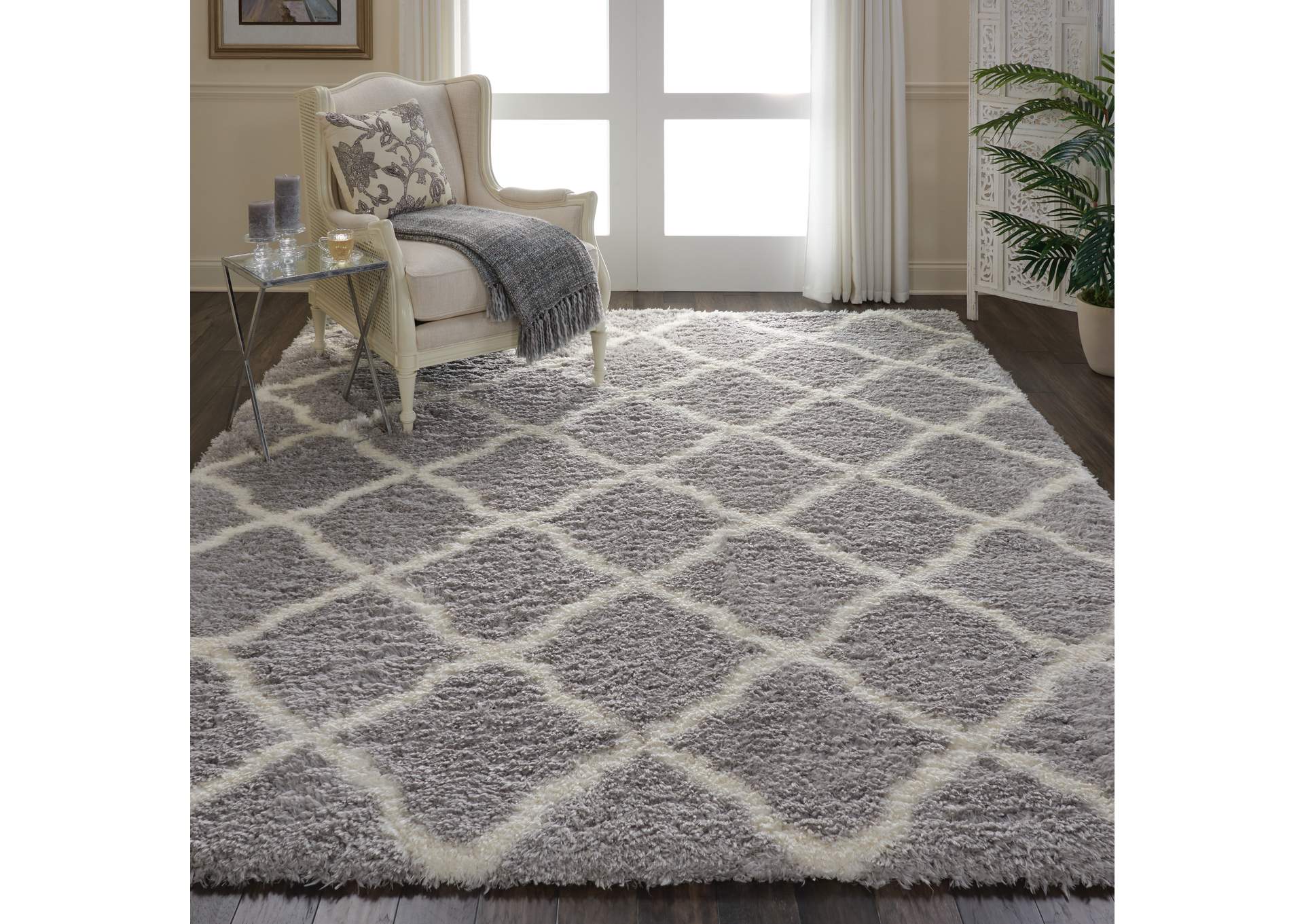Nourison Luxe Shag LXS02 Grey 8'x10' Large Rug,Nourison