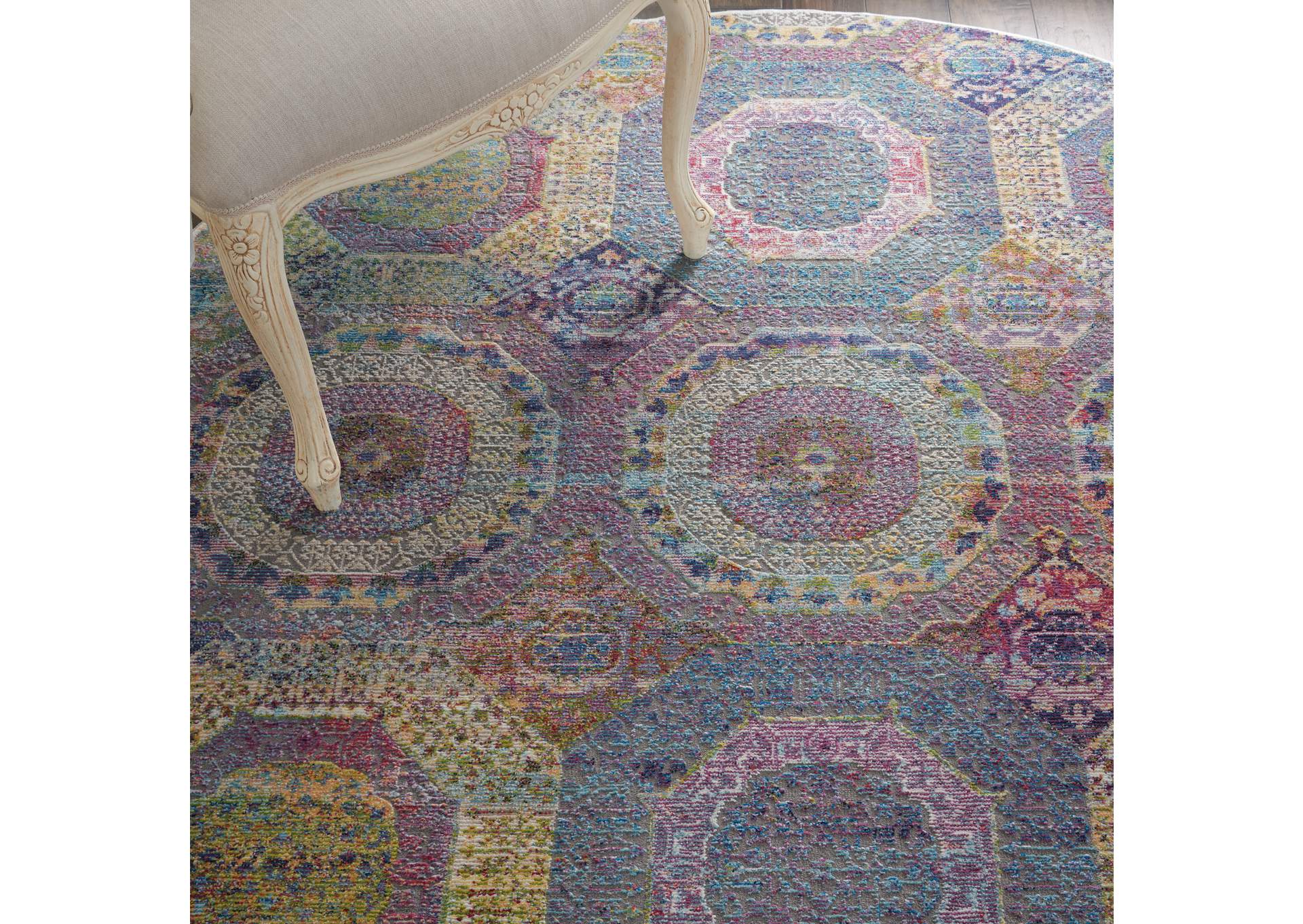 Nourison Ankara Global ANR05 Multicolor 6' Round Boho Area Rug,Nourison