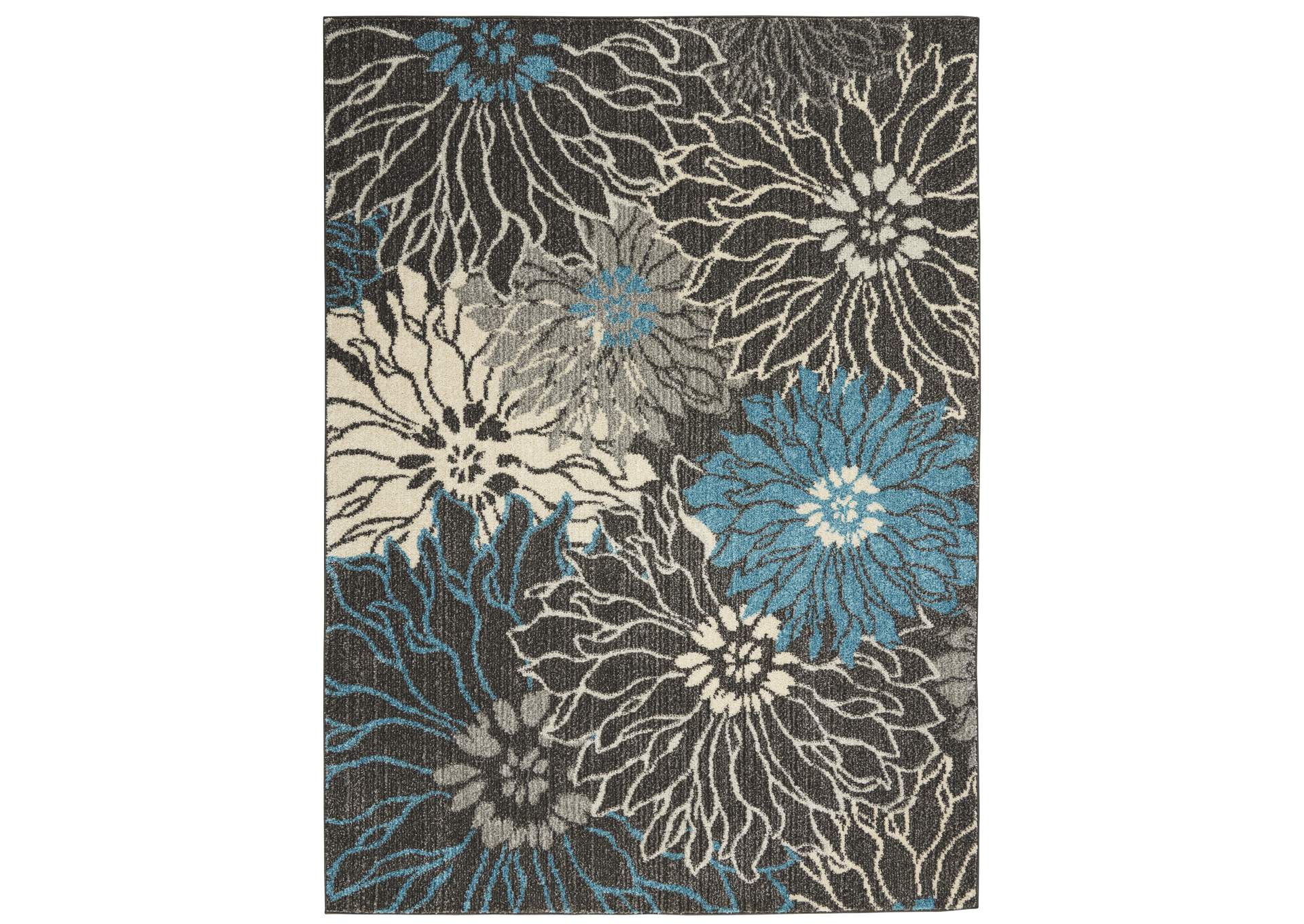 Nourison Passion 5' x 7' Charcoal and Blue Area Rug,Nourison