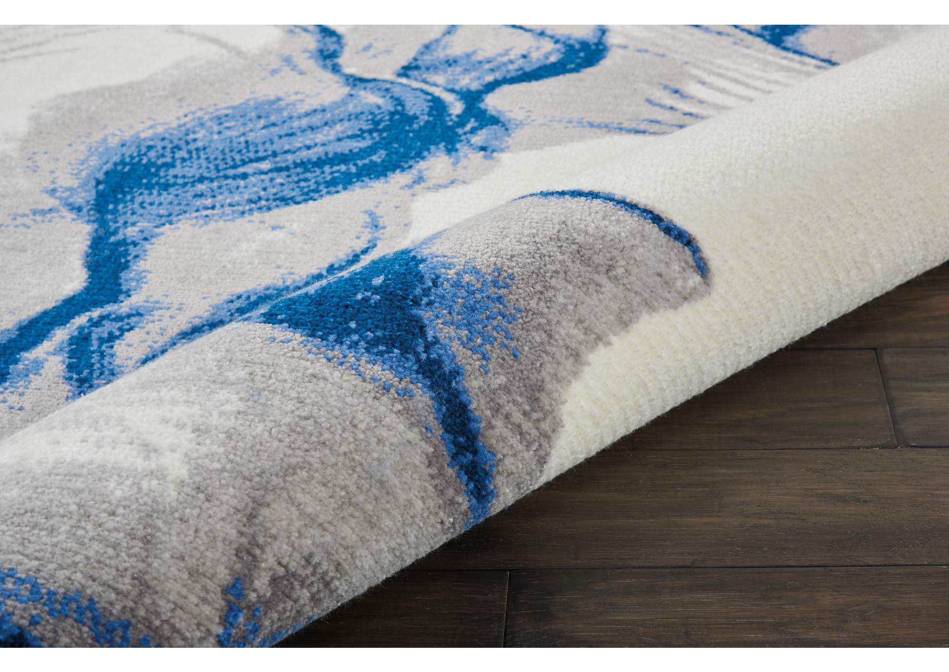 Nourison Twilight TWI27 Ivory and Blue 8' Round Oversized Rug,Nourison