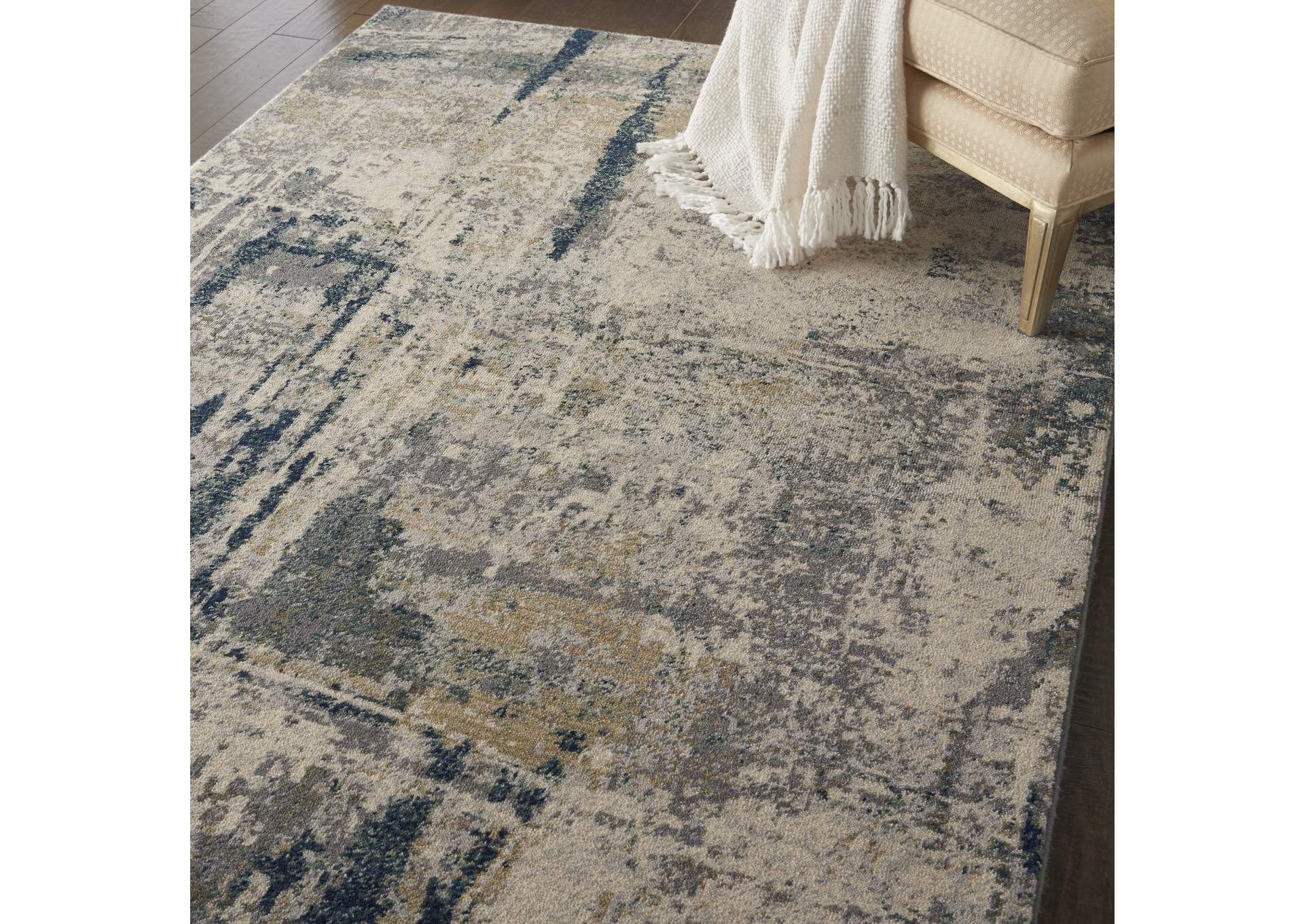 Nourison Artworks ATW05 Blue and Grey 6'x8' Abstract Area Rug,Nourison