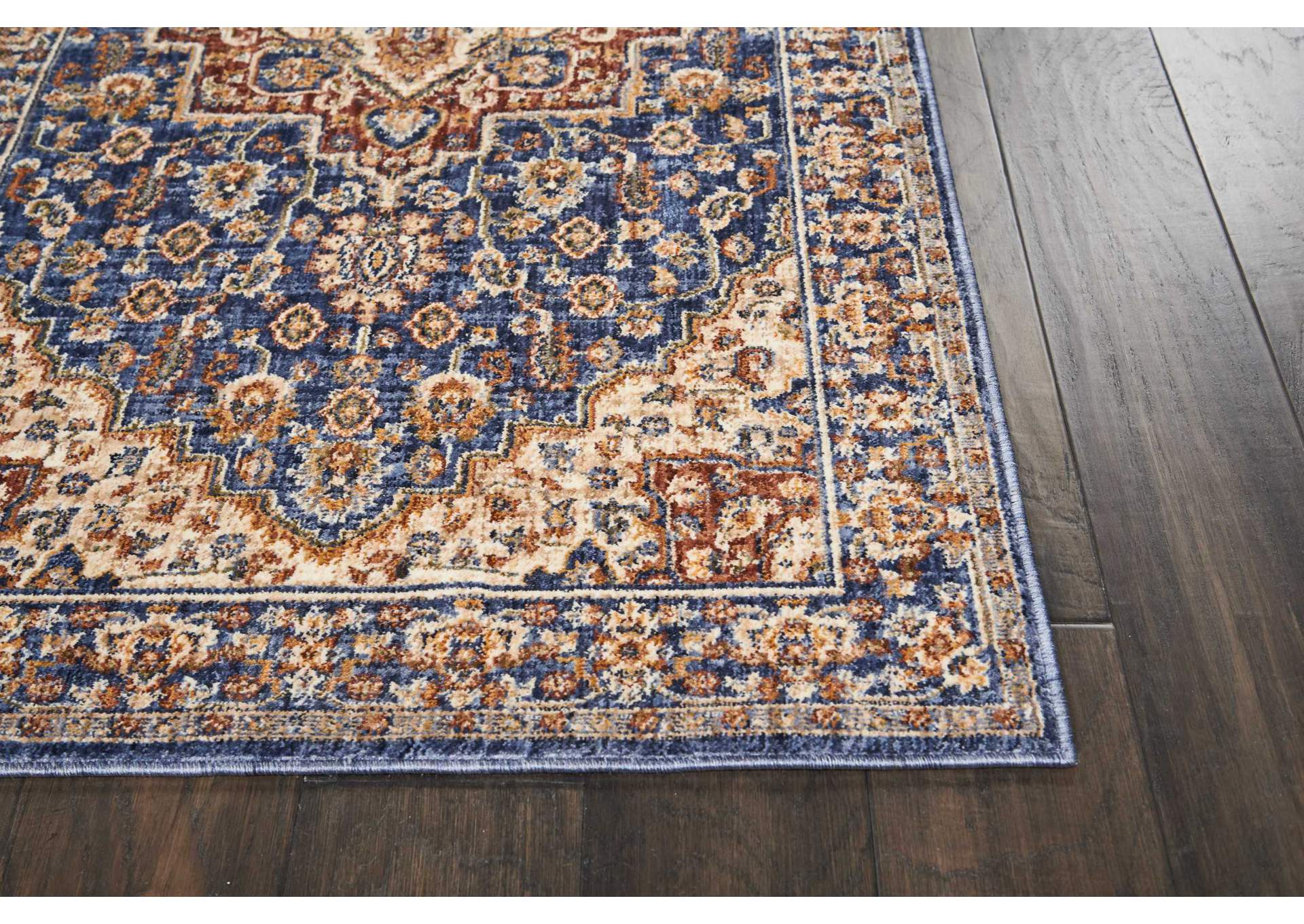 Nourison Lagos LAG01 Blue Multicolor 8' Runner Low-pile Hallway Rug,Nourison