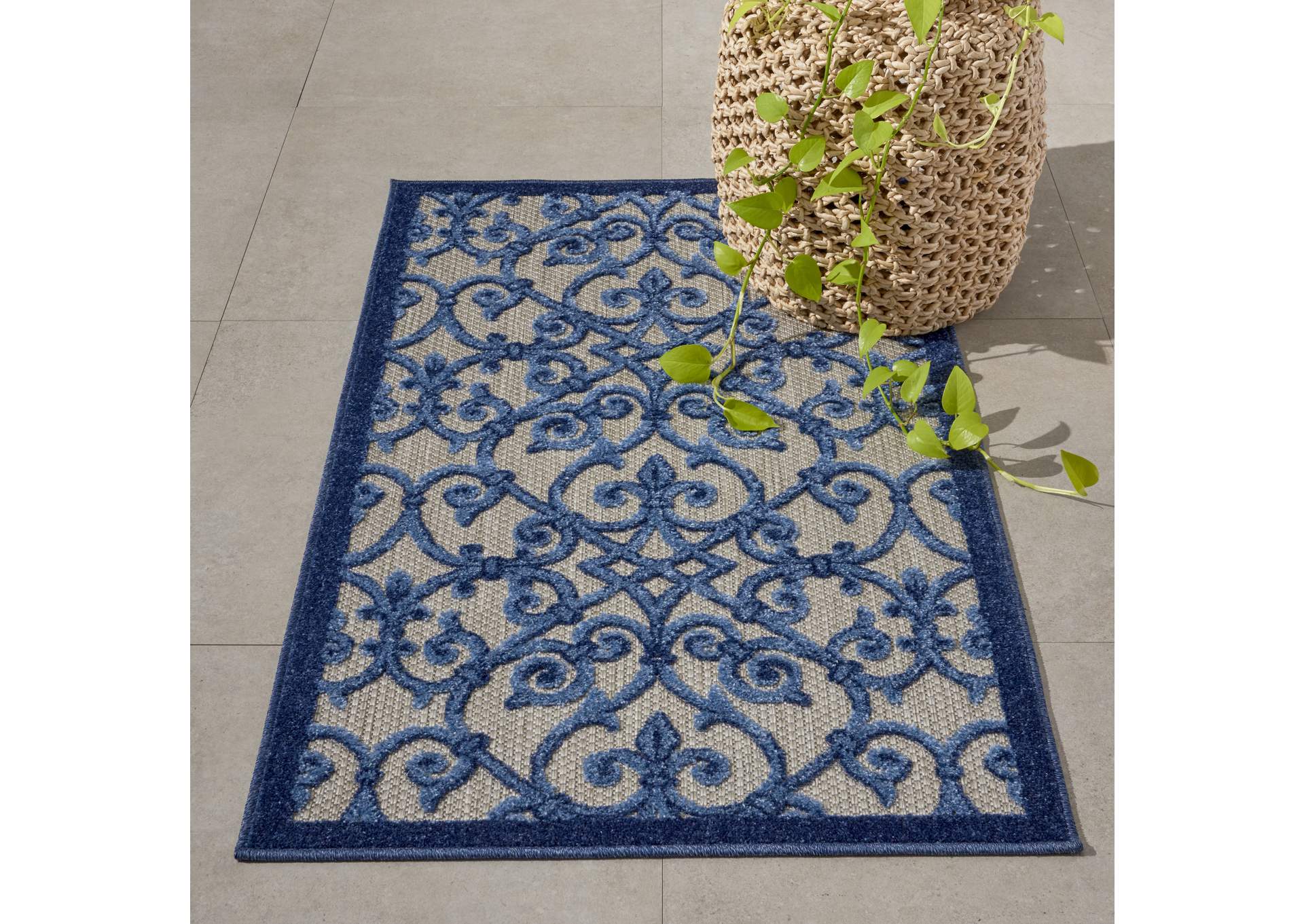 Nourison Aloha 3'x4' Blue Patio Area Rug,Nourison