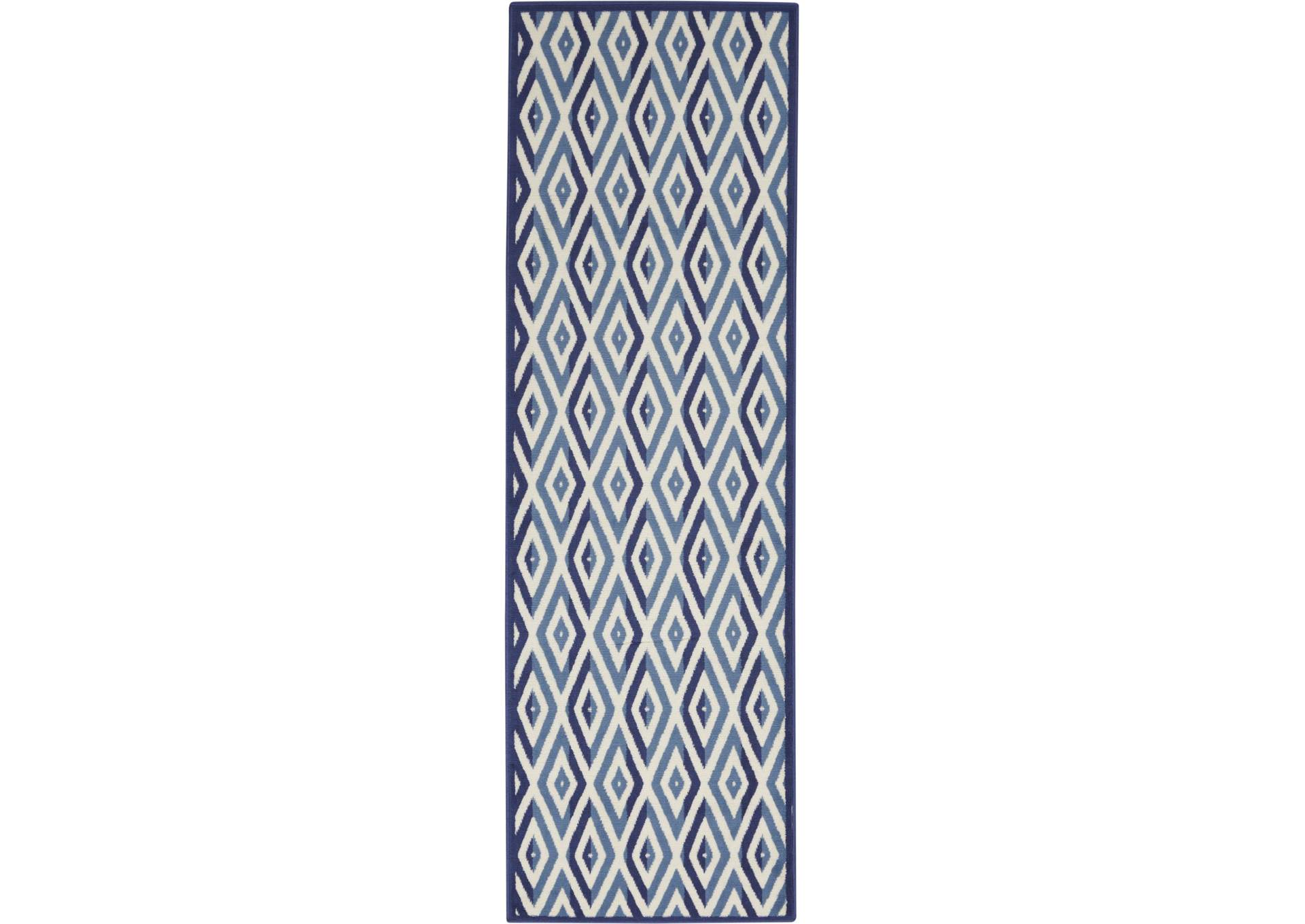Nourison Grafix GRF18 Blue and White 8' Runner Hallway Rug,Nourison