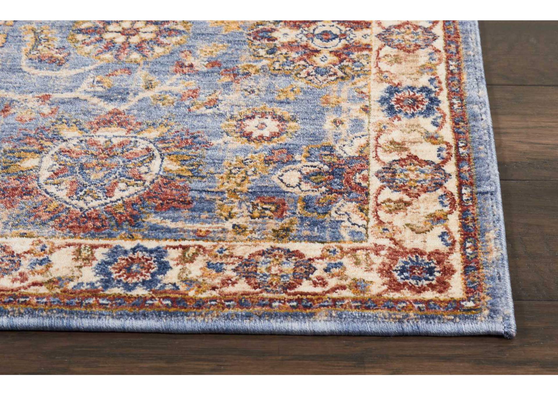 Nourison Lagos LAG04 Light Blue Multicolor 8' Runner Low-pile Hallway Rug,Nourison