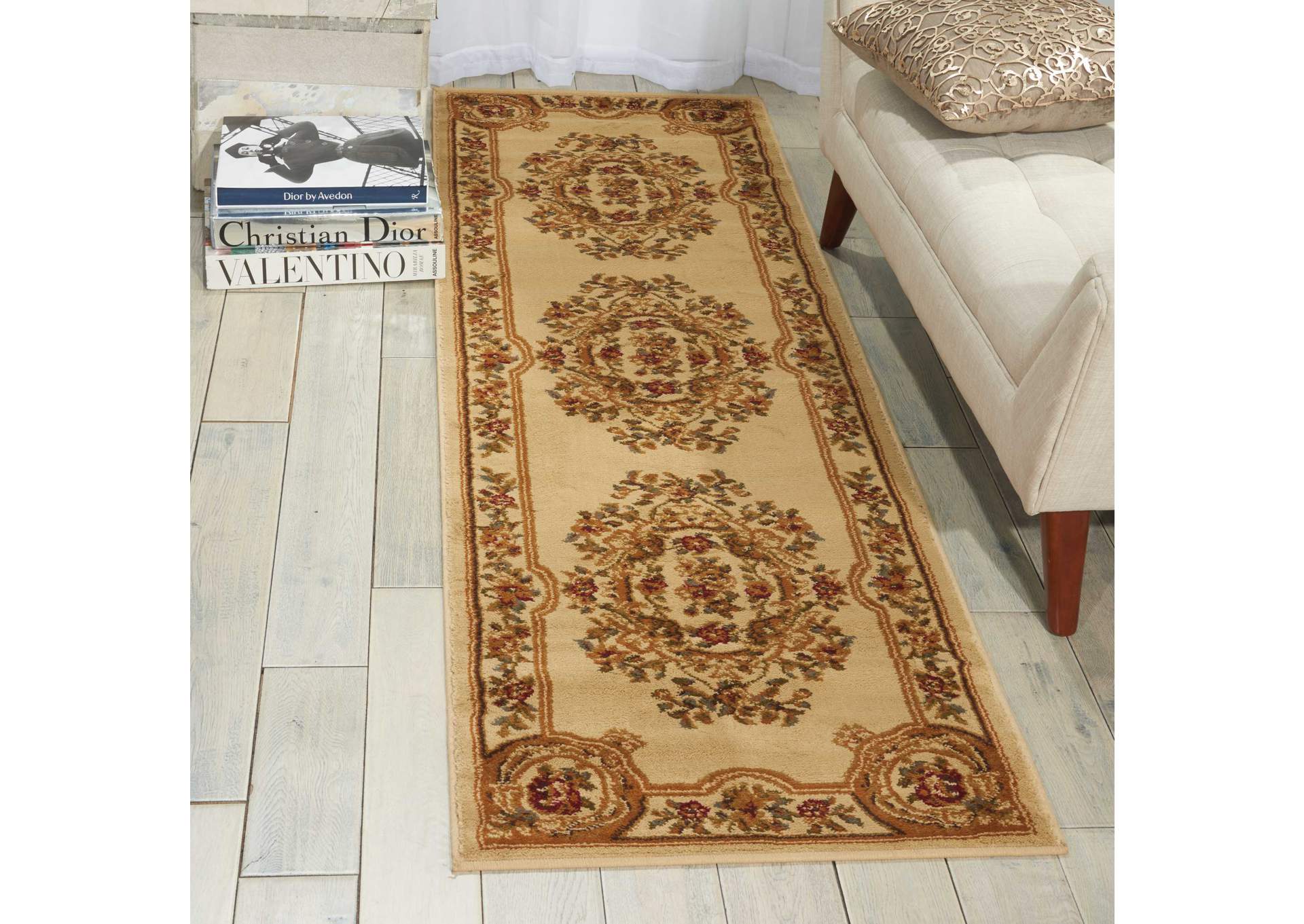 Nourison Paramount PAR37 Beige 7' Runner Hallway Rug,Nourison