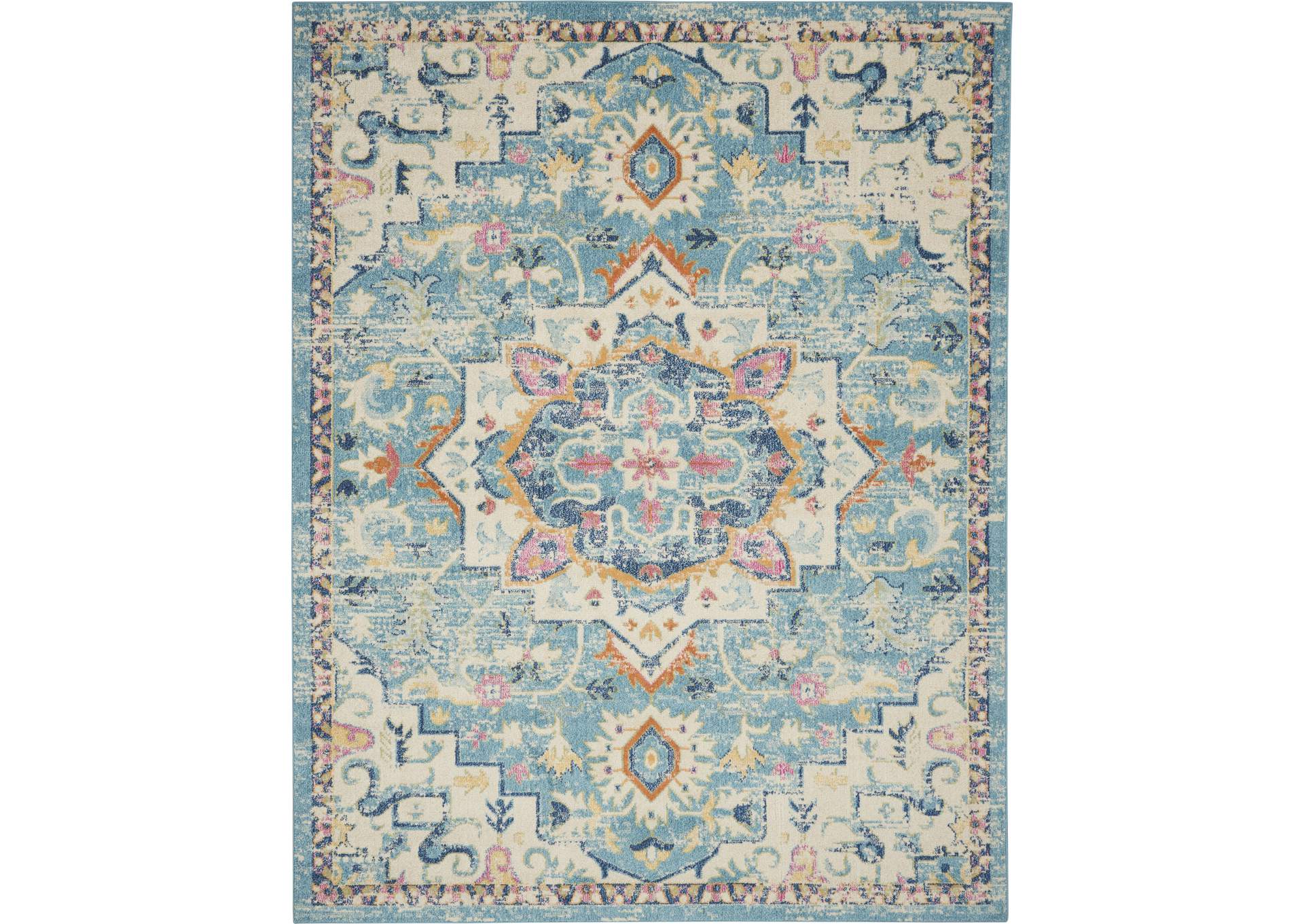 Nourison Passion 8' x 10' Ivory, Light Blue Bohemian Area Rug,Nourison
