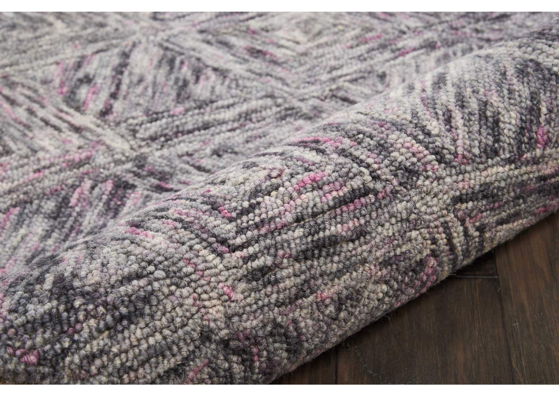 Nourison Linked Grey 8' Runner Wool Hallway Rug,Nourison