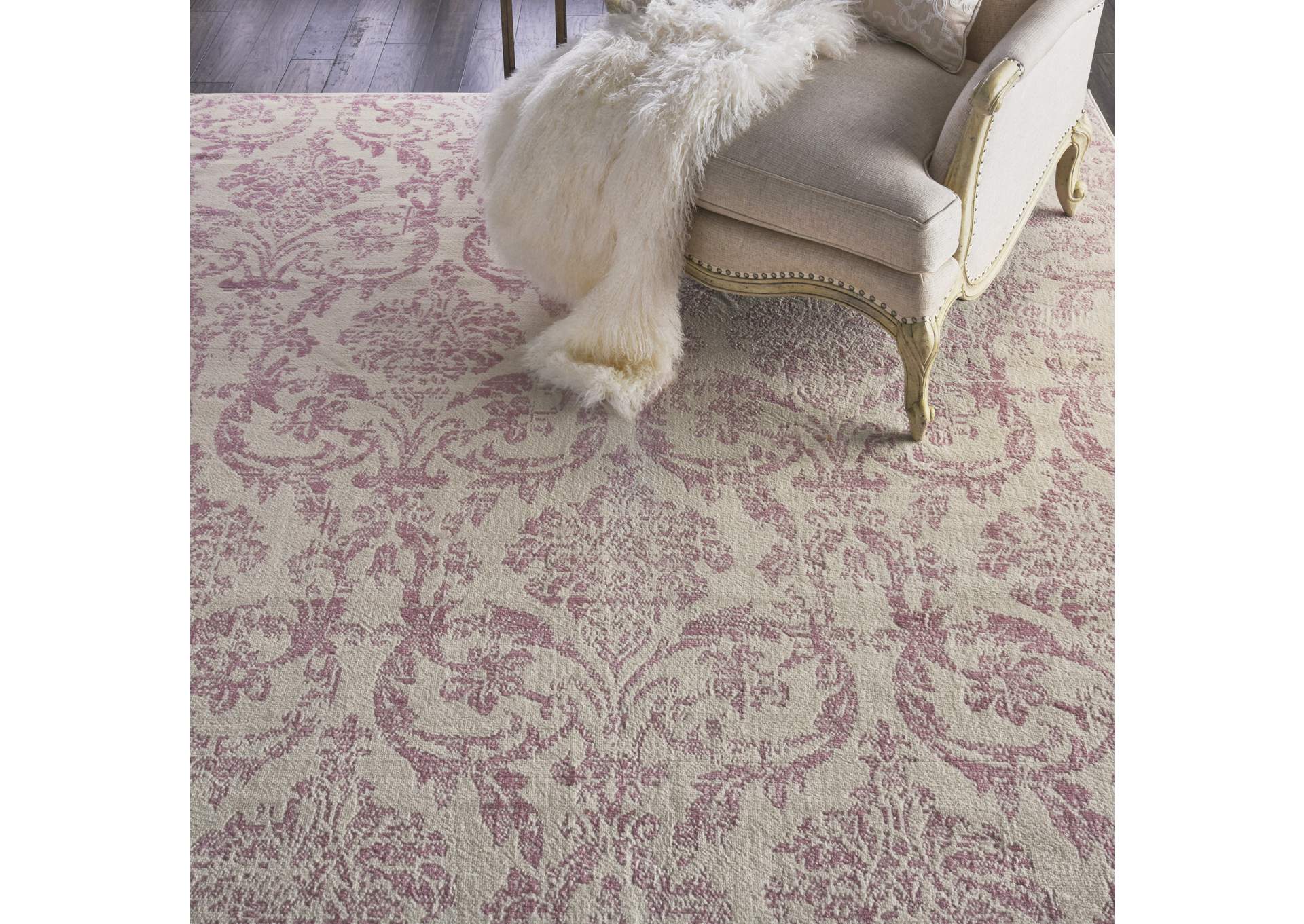 Nourison Jubilant 9'x12' White and Pink Area Rug,Nourison