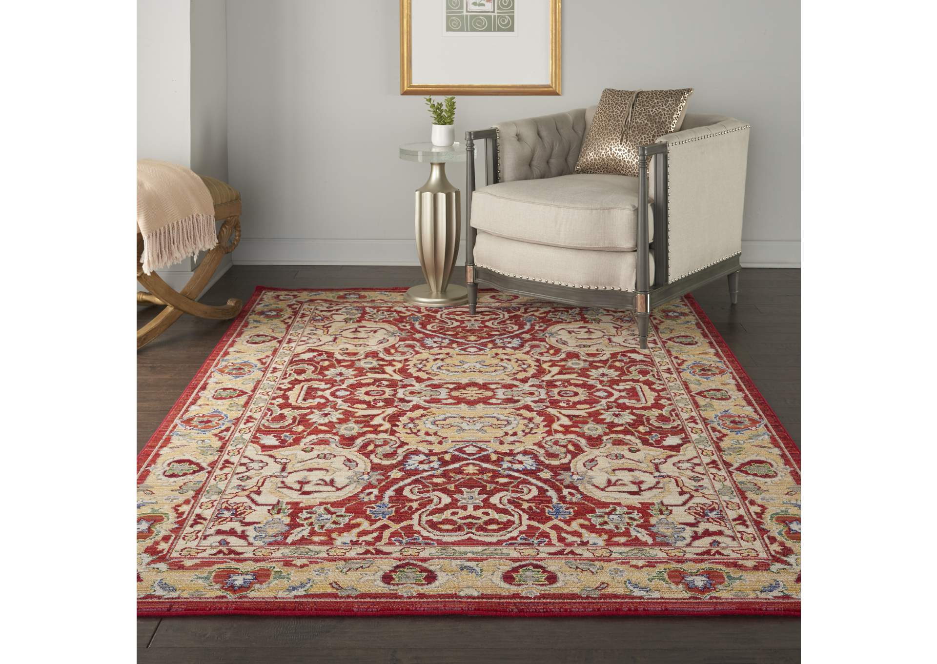 Nourison Majestic 6'x8' Red and Gold Persian Area Rug,Nourison