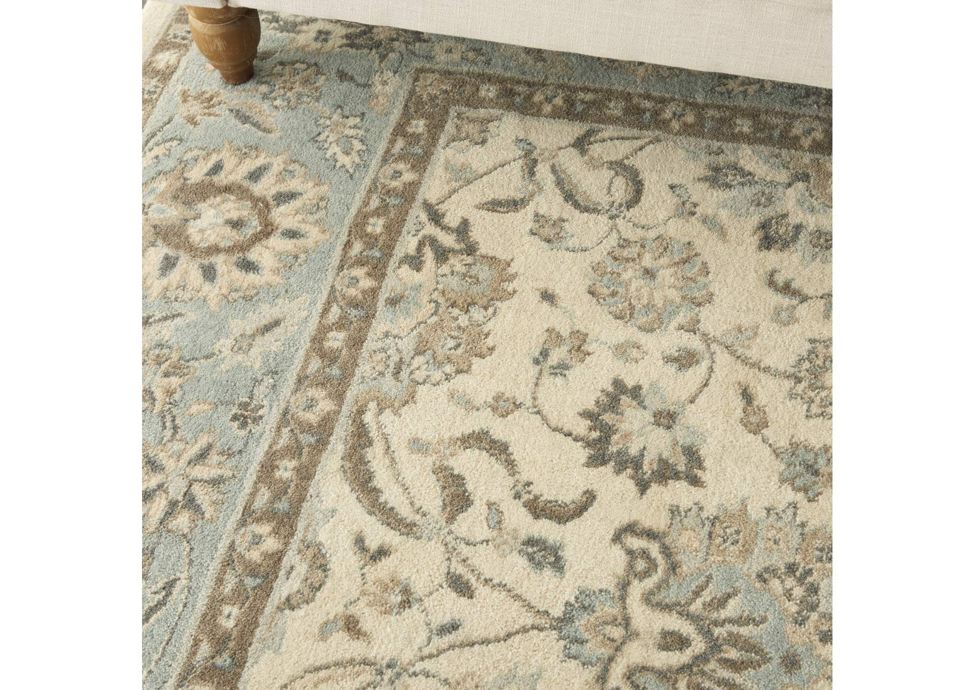 Nourison Living Treasures 8' x 11' Ivory and Aqua Area Rug,Nourison