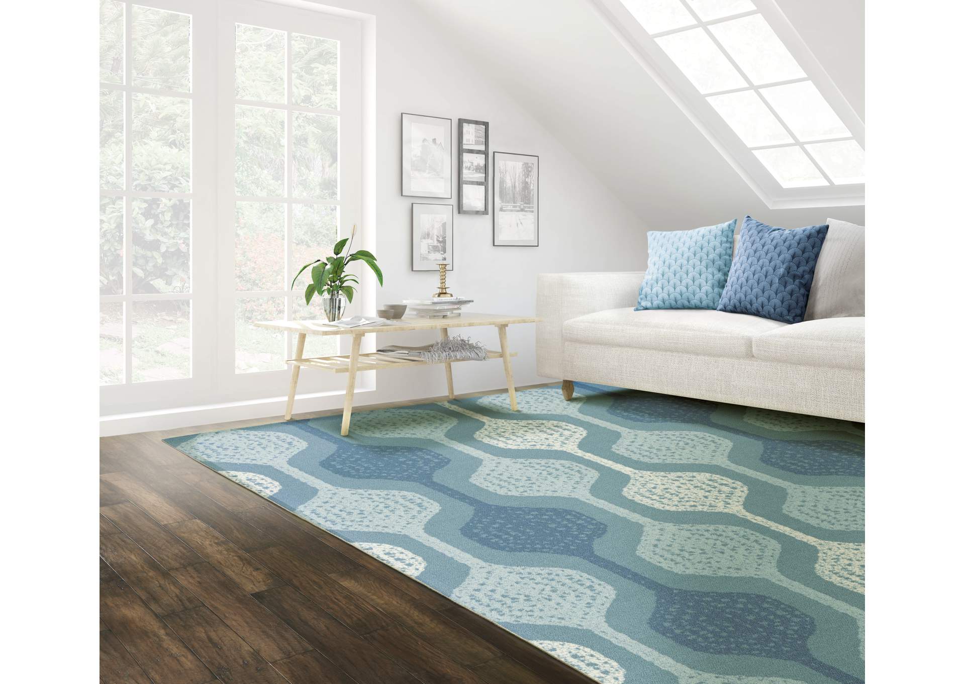 Nourison Sun N Shade SND70 Blue 5'x8' Contemporary Area Rug,Nourison