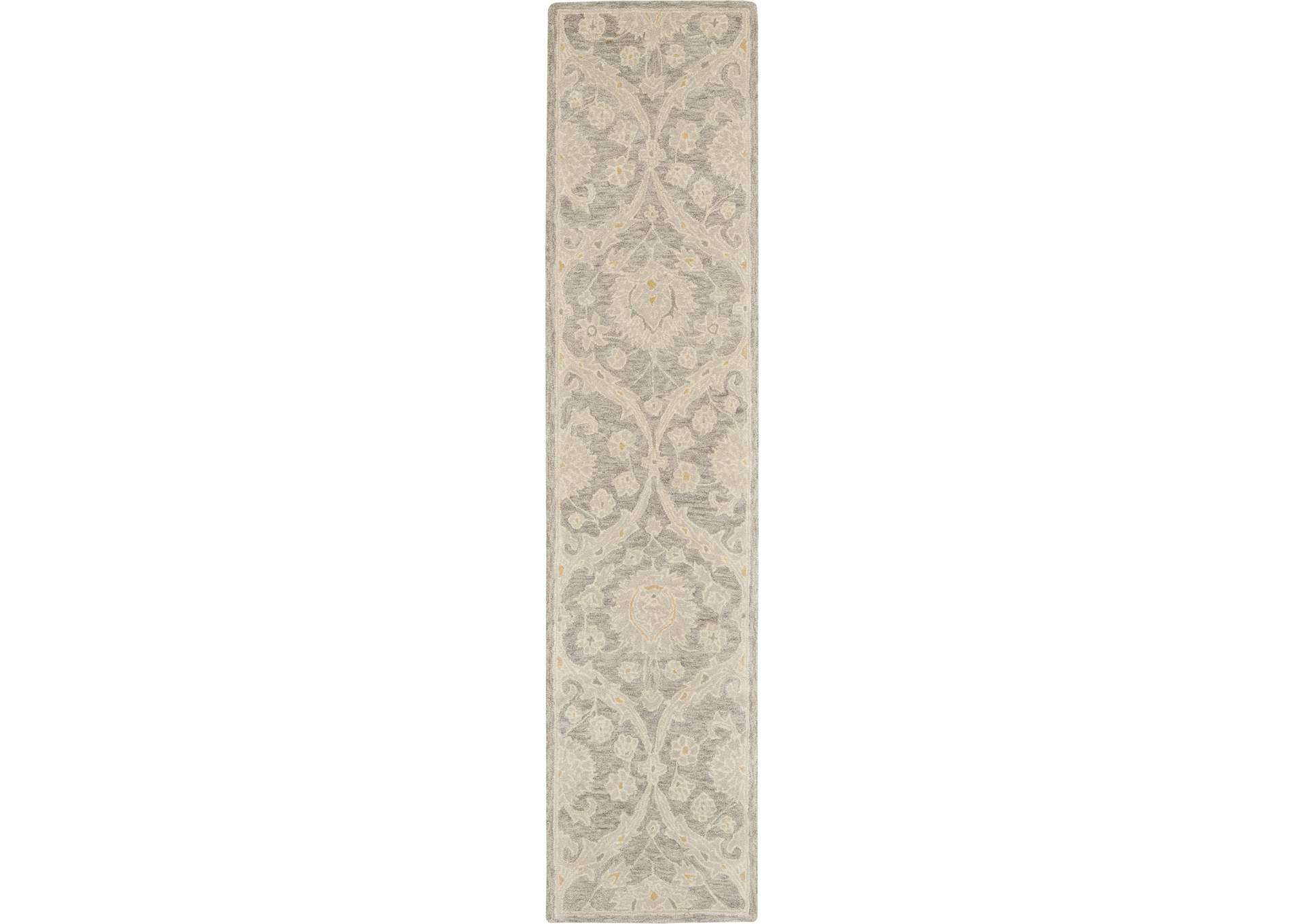 Nourison Jazmine JAZ03 Grey 10' Runner Wool Hallway Rug,Nourison
