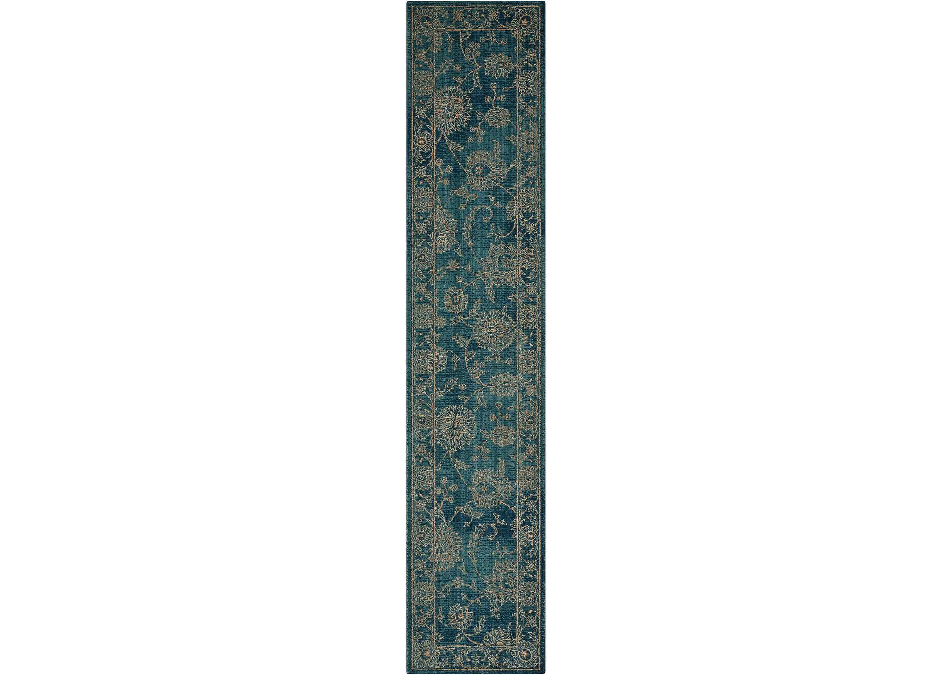 Nourison 2020 NR202 Teal 11' Runner Area Rug,Nourison
