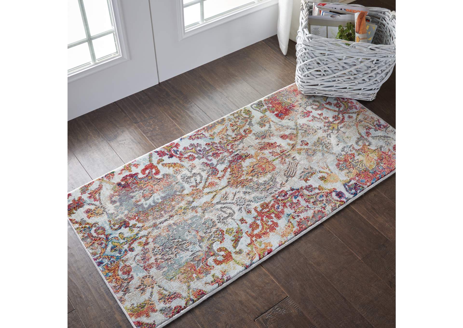 Nourison Ankara Global ANR06 White and Orange French Country Area Rug,Nourison