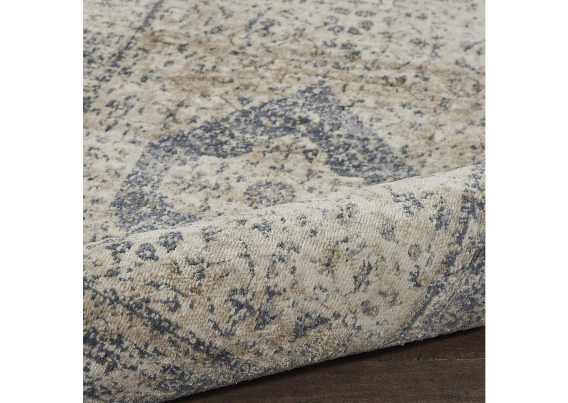 Malta by kathy ireland Home MAI11 Ivory/Blue 8' Runner Area Rug,Nourison