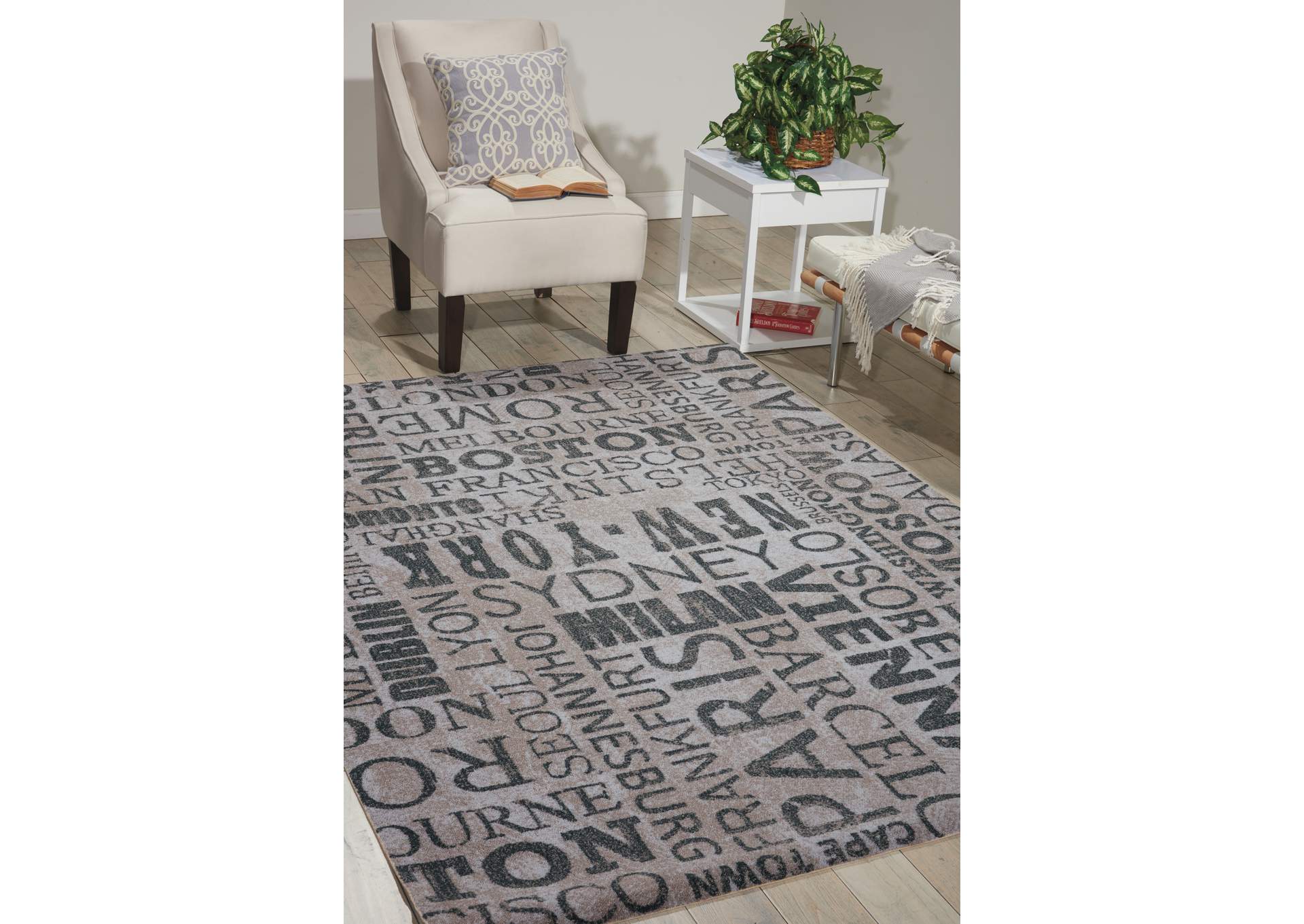 Waverly Sun N Shade SND10 Grey 8'x11' Rug,Nourison