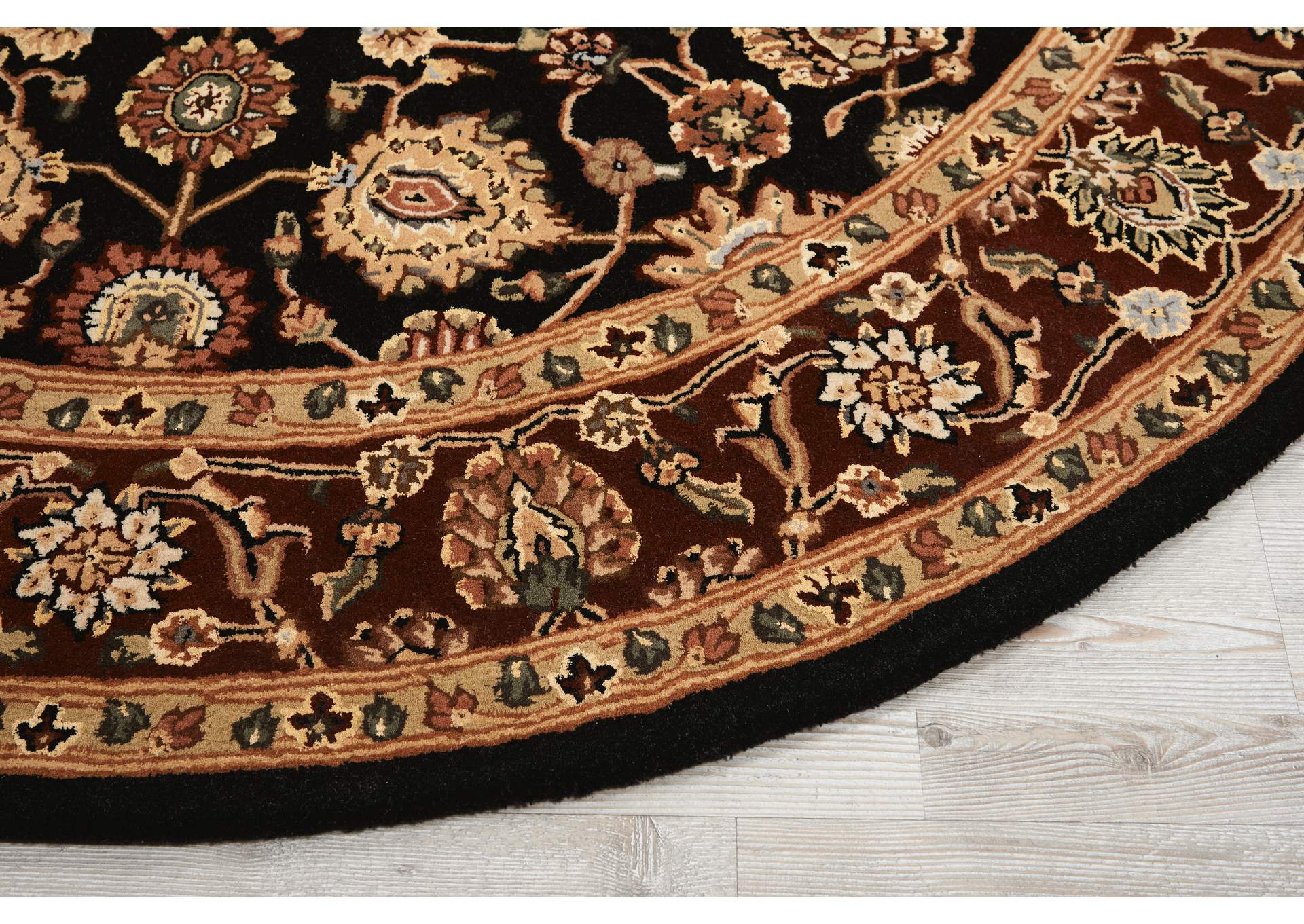 Nourison 2000 2017 Black 6' Round Area Rug,Nourison