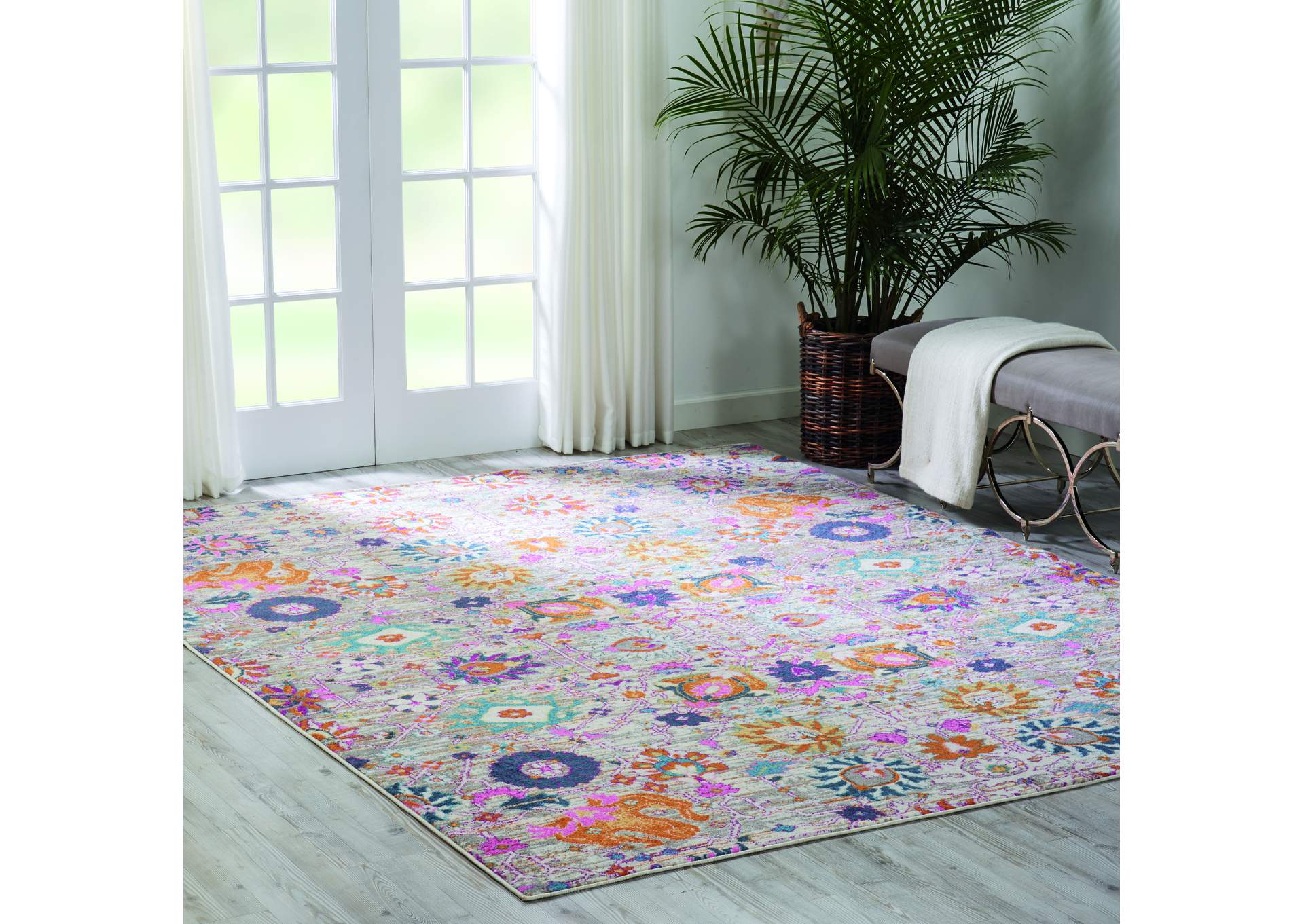 Nourison Passion PSN01 Pink and Grey 9'x12' Large Rug,Nourison