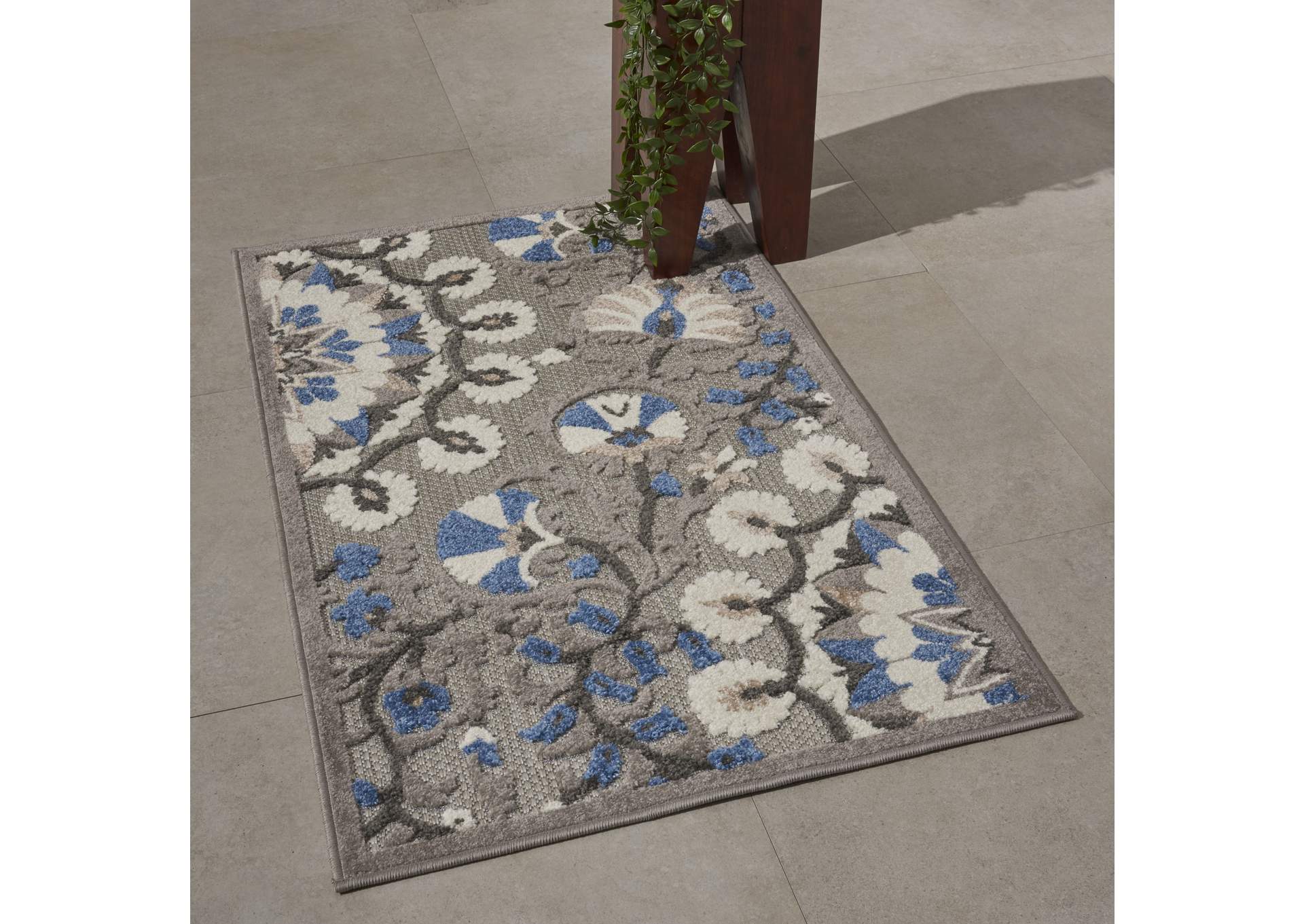 Nourison Aloha 3'x4' Grey Patio Area Rug,Nourison