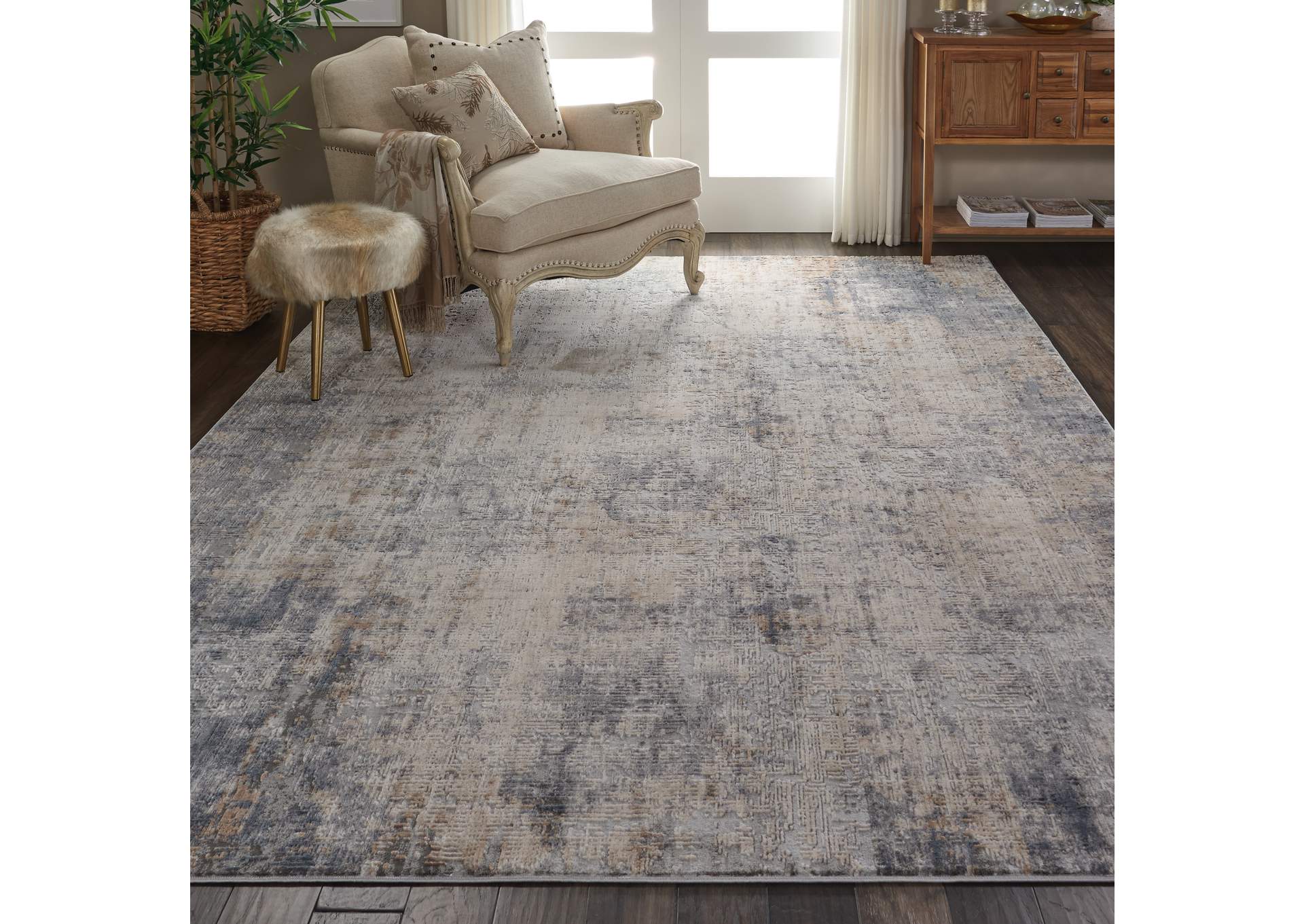 Nourison Rustic Textures RUS01 Grey and Beige 8'x11' Oversized Rug,Nourison