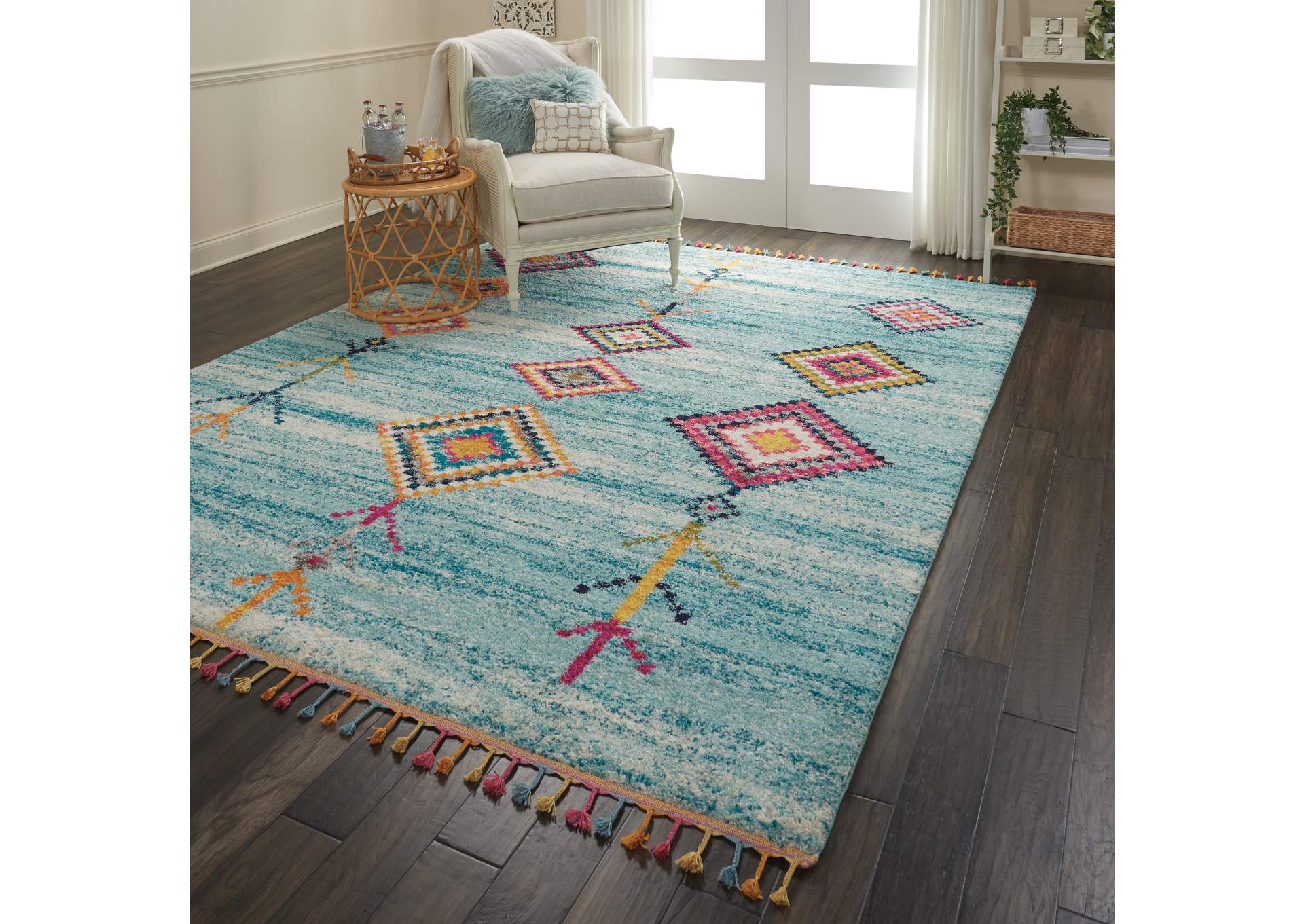 Nourison Nomad NMD04 Aqua Multicolor 7'x10' Large Rug,Nourison