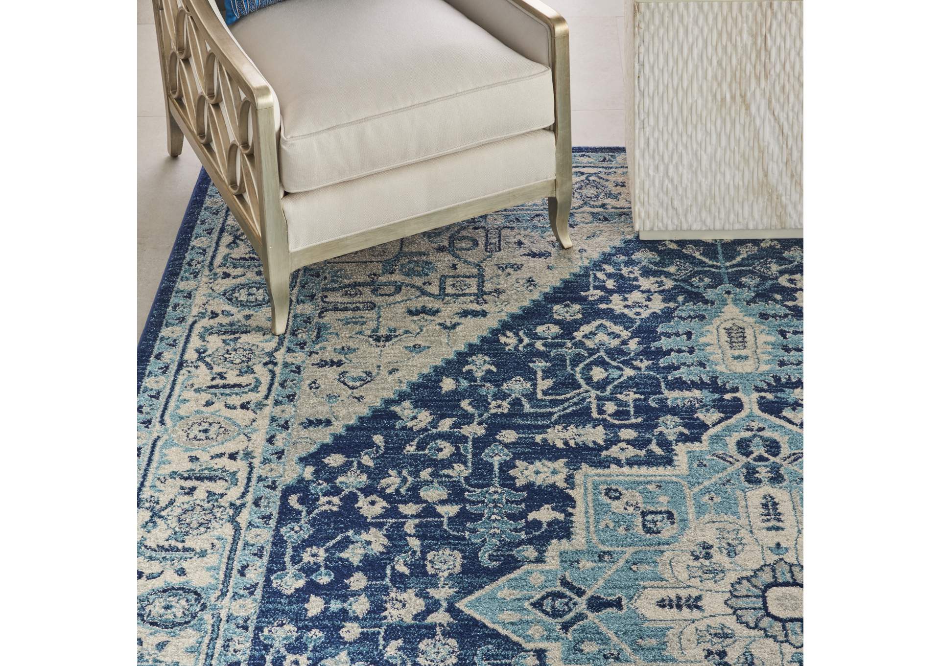 Nourison Tranquil TRA06 Blue and White 9'x12' Oversized Rug,Nourison