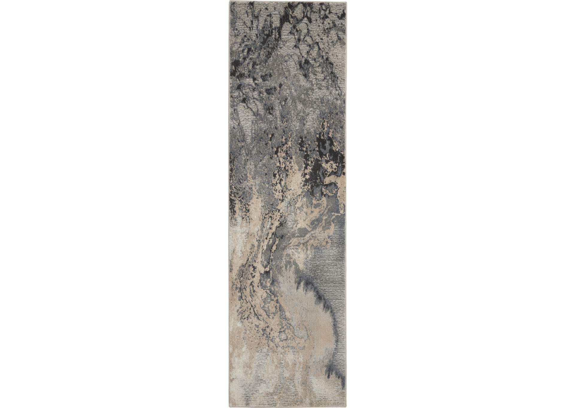 Nourison Maxell MAE08 Grey 8' Runner Hallway Rug,Nourison