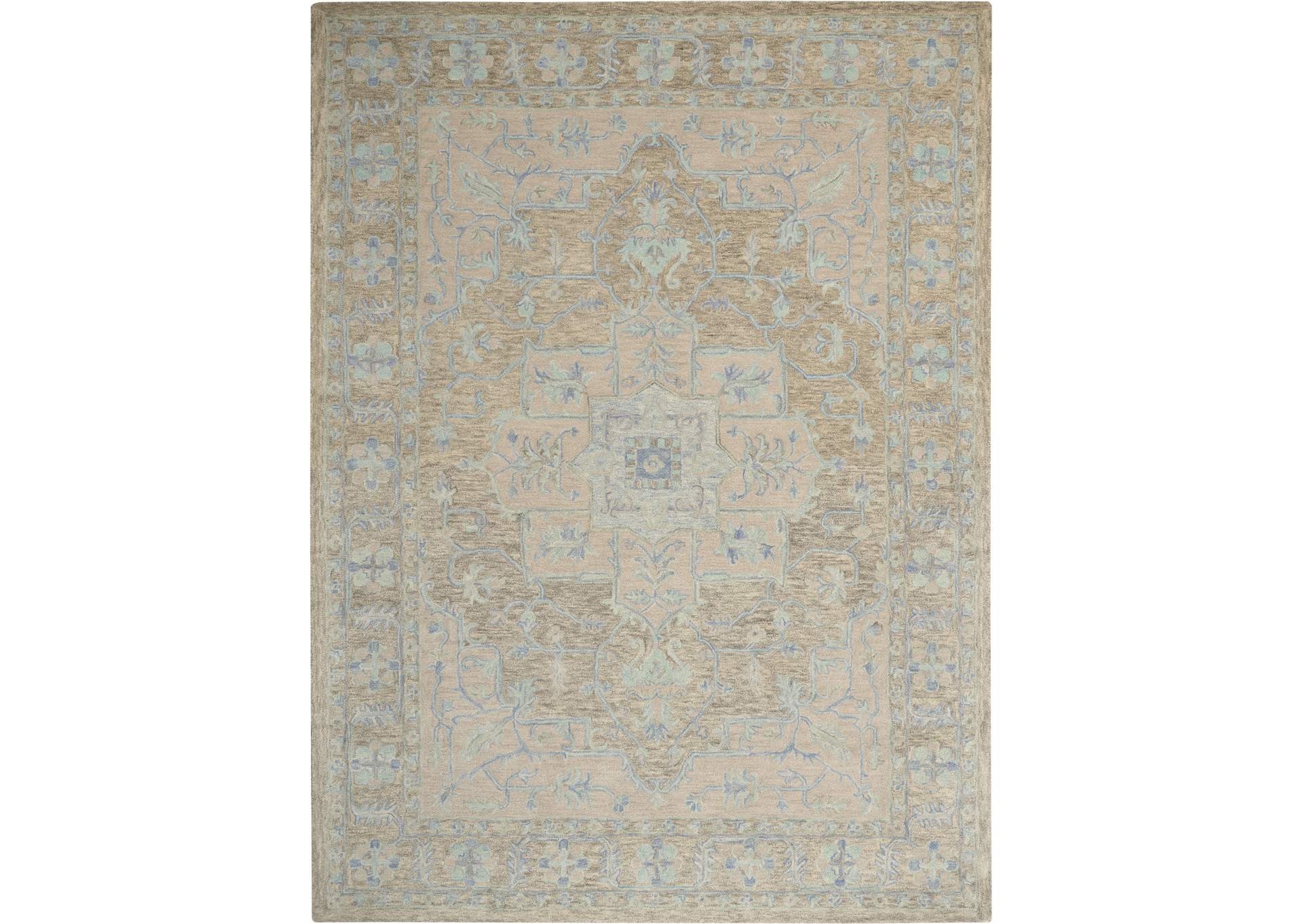 Nourison Jazmine JAZ01 Grey and Blue 9'x12' Oversized Wool Rug,Nourison