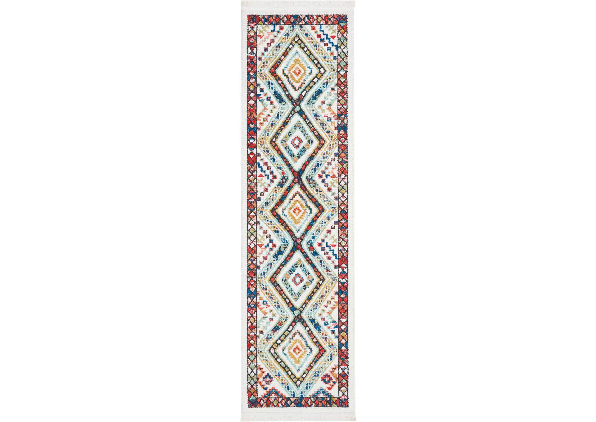 Nourison South Western NAV02 White Multicolor 8' Runner Hallway Rug,Nourison