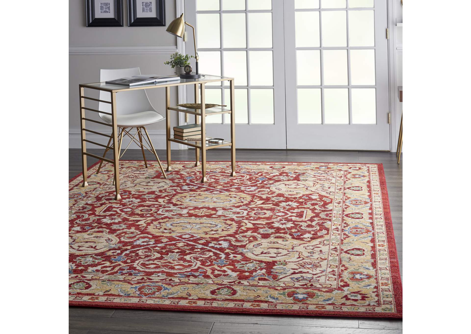 Nourison Majestic 9'x12' Red and Gold Persian Area Rug,Nourison