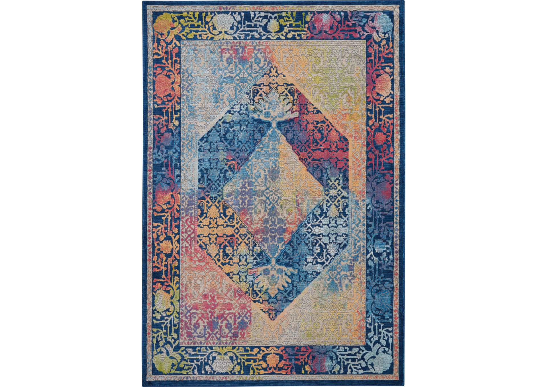 Nourison Ankara Global ANR04 Blue Multicolor 4'x6' Boho Area Rug,Nourison