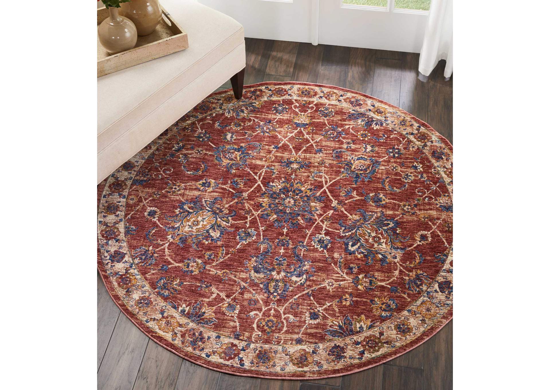 Nourison Lagos LAG02 Red 5' Round Area Rug,Nourison