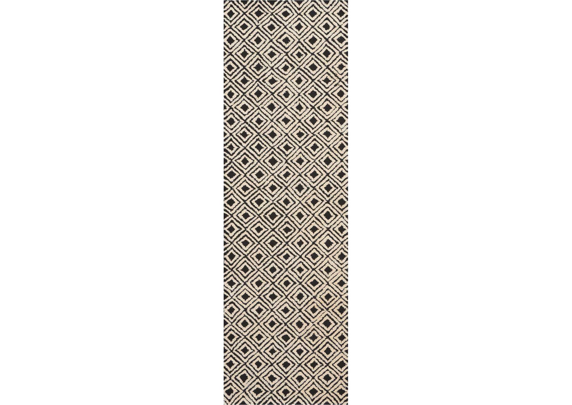 Nourison Deco Mod DEC02 Black/Beige 8' Runner Hallway Rug,Nourison