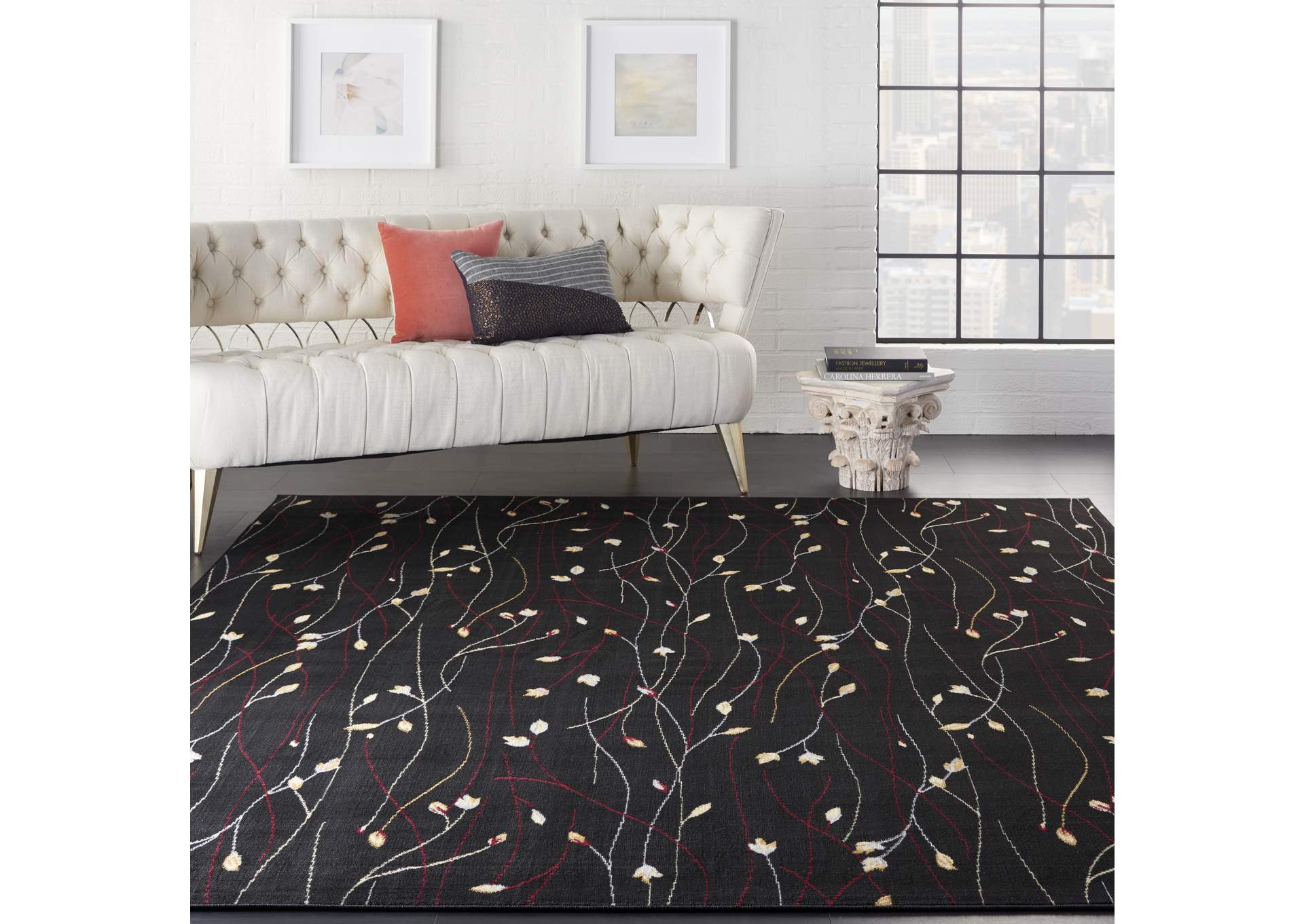 Nourison Grafix GRF15 Black 8'x10' Large Rug,Nourison