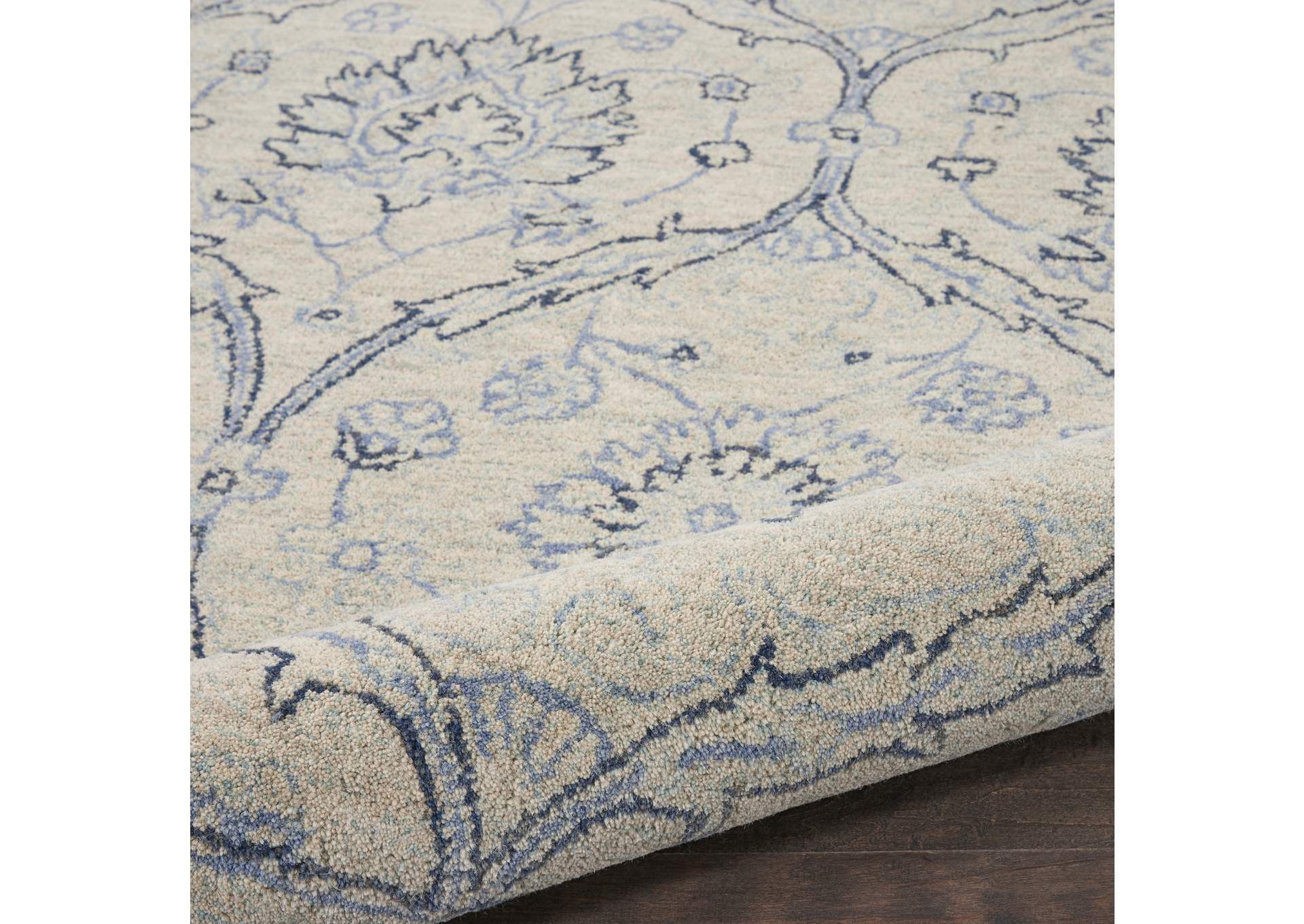 Nourison Jazmine JAZ03 Ivory and Blue 8'x10' Large Wool Rug,Nourison