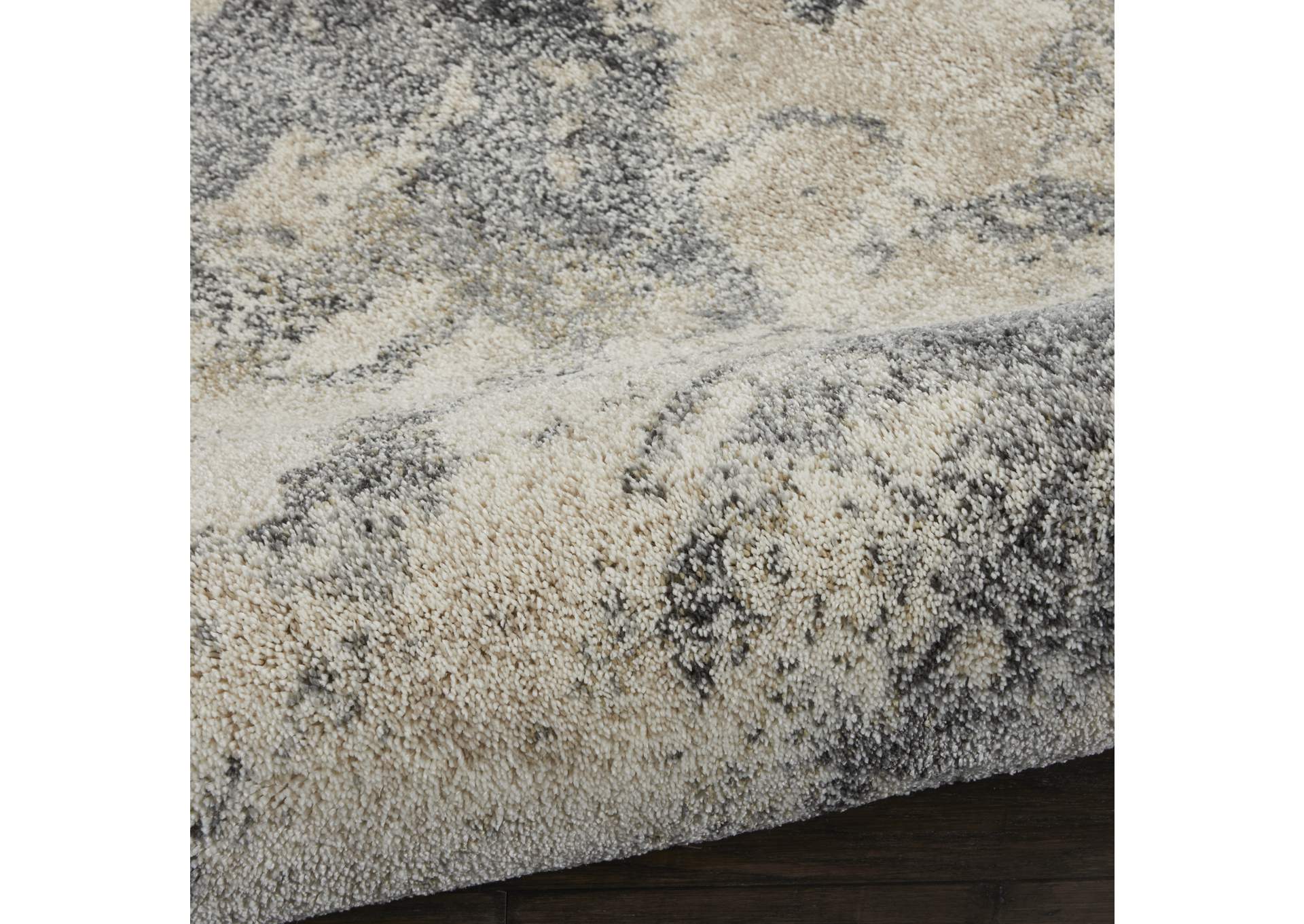 Nourison Fusion FSS16 Beige and Grey 8' Runner Hallway Rug,Nourison