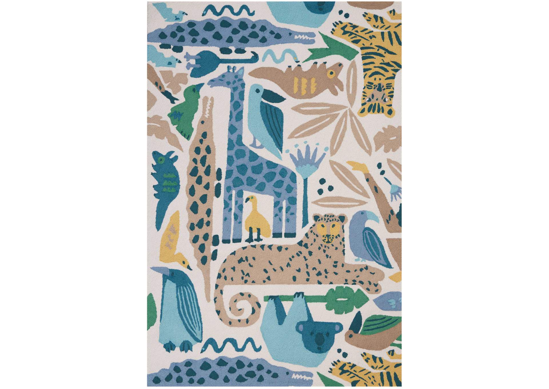 Nourison Bailey DS400 Blue and Beige 5'x8' Kids Area Rug,Nourison
