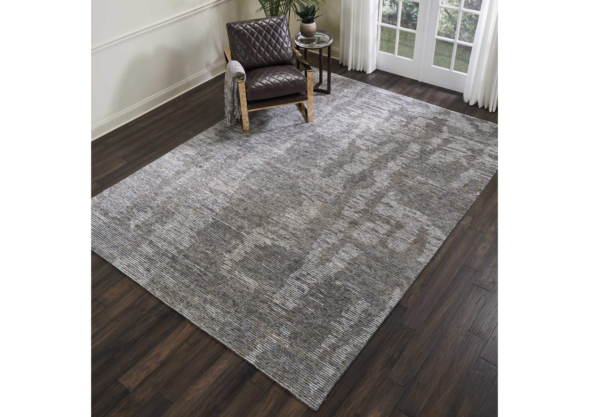 Nourison Ellora ELL03 Slate Grey 10'x14' Oversized Handmade Rug,Nourison