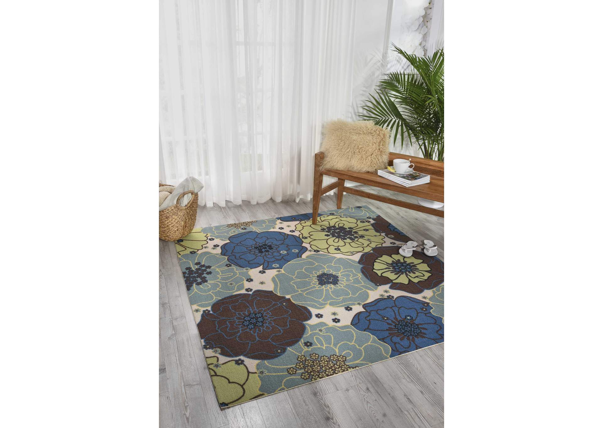 Nourison Home & Garden RS021 Blue 8'x11' Rug,Nourison