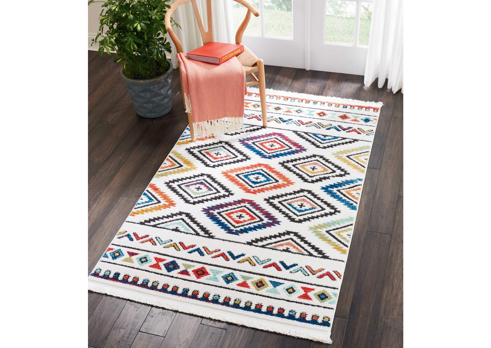 Nourison South Western NAV06 White Multicolor 4'x6' Area Rug,Nourison