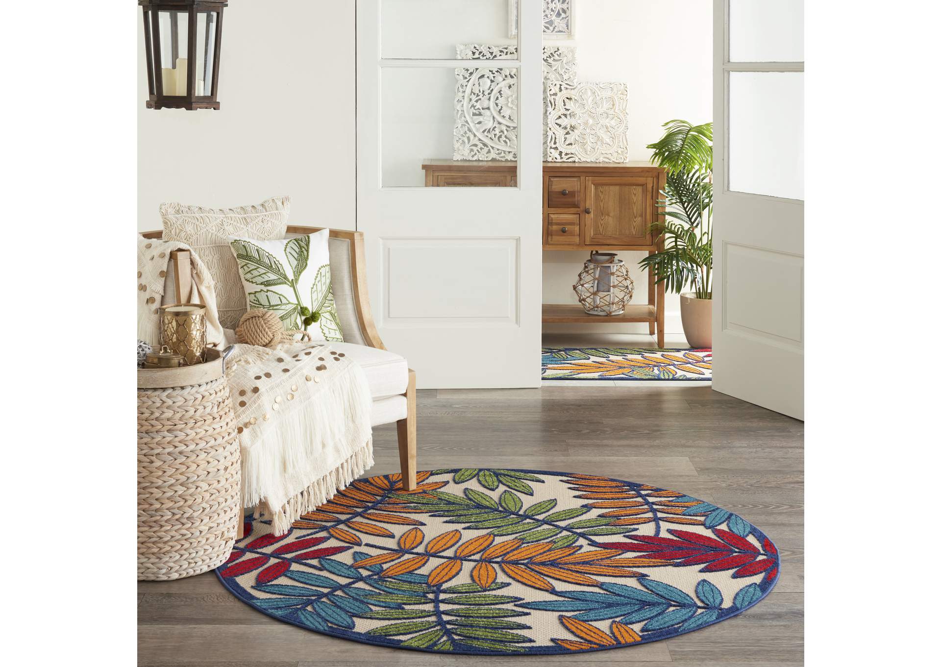 Nourison Aloha ALH18 Multicolor 5'xRound Indoor-outdoor Rug,Nourison