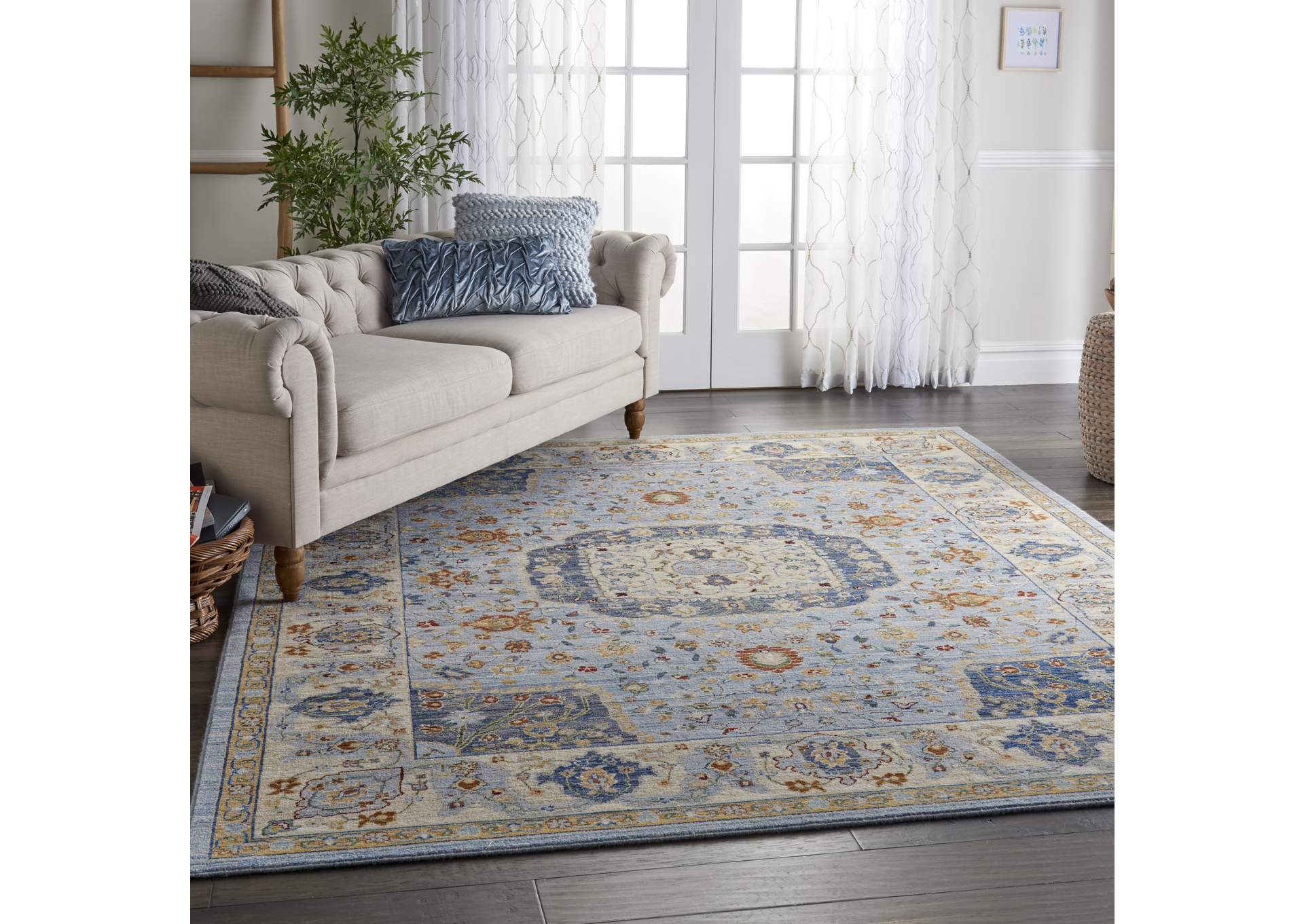 Nourison Majestic 8'x10' Light Blue Multicolor Persian Area Rug,Nourison