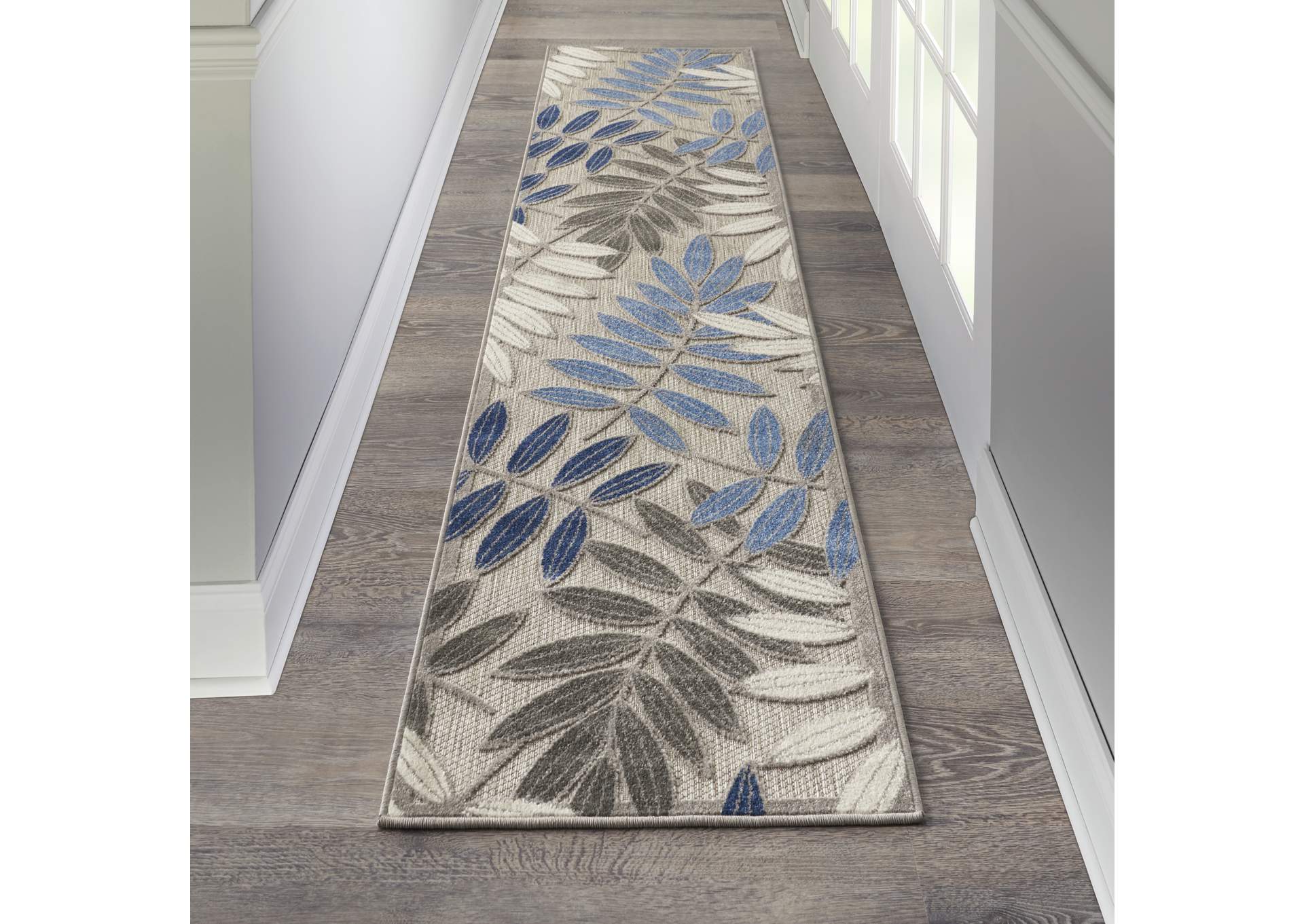 Nourison Aloha 6'xRunner Blue Patio Area Rug,Nourison
