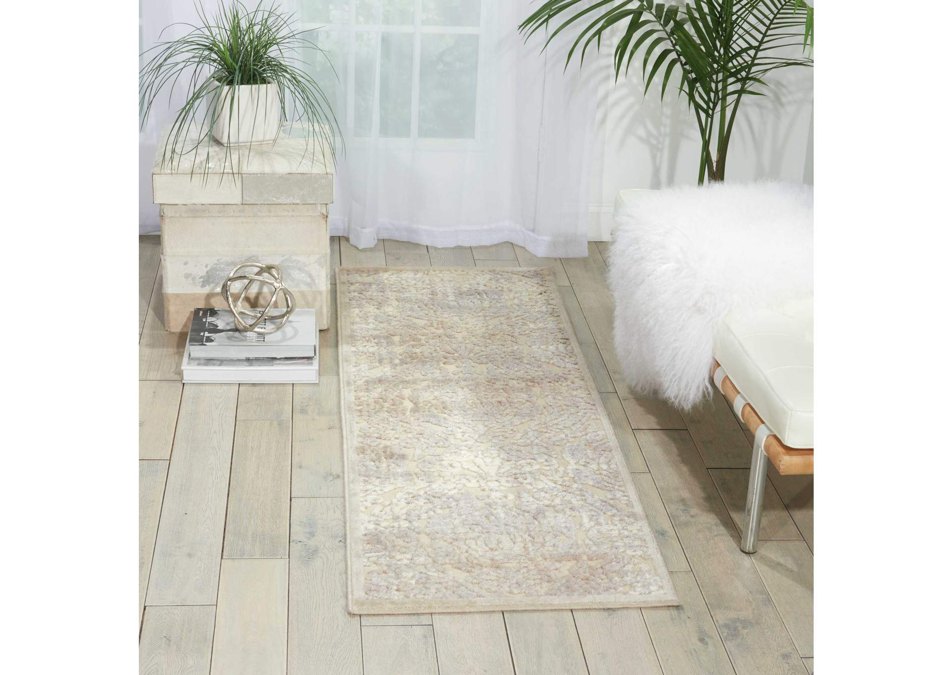 Nourison Graphic Illusions GIL09 White 6' Runner Hallway Rug,Nourison
